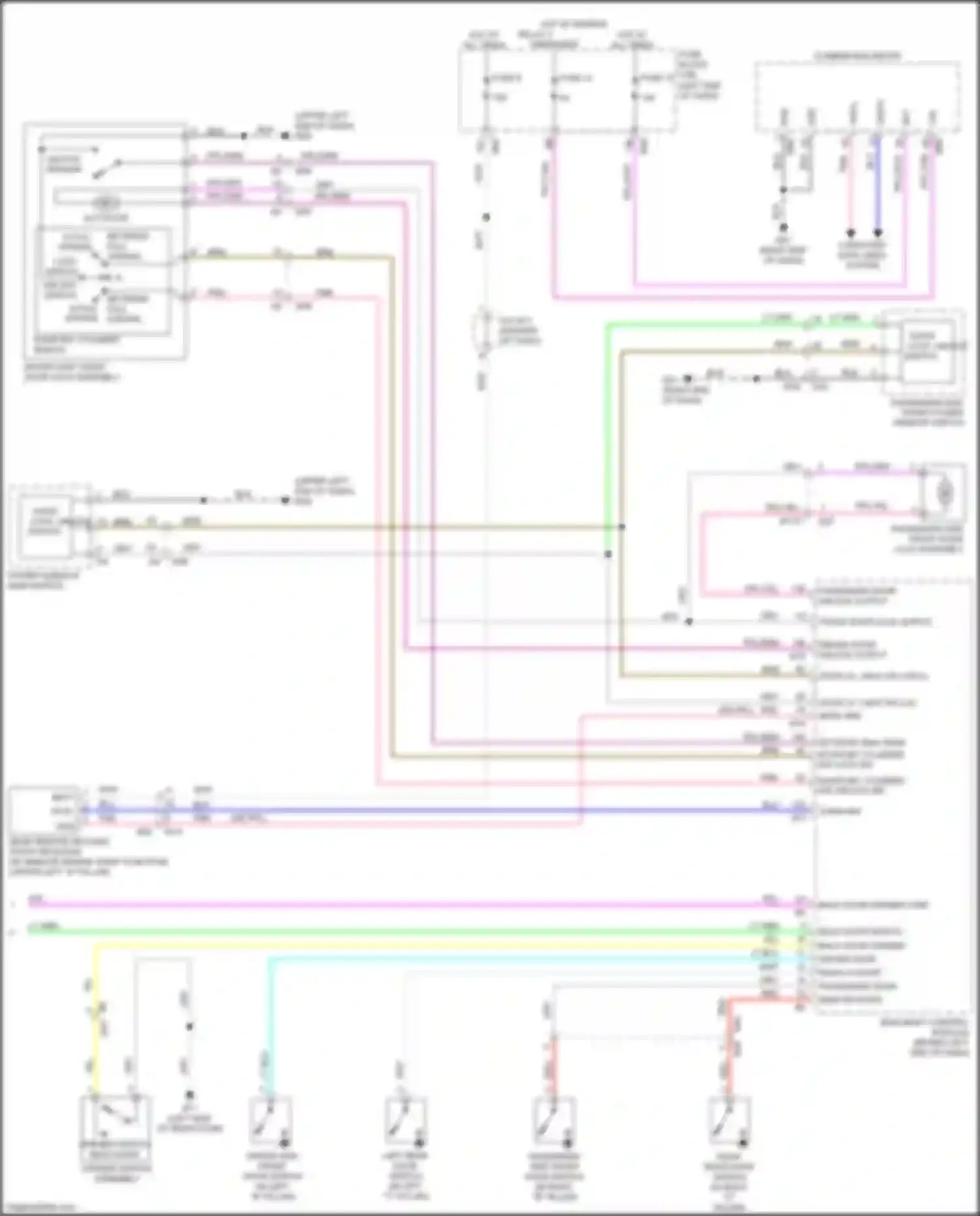 Wiring diagram passenger side front power window switch for Nissan Rogue Sport I (2017-2019) (3 of 6)