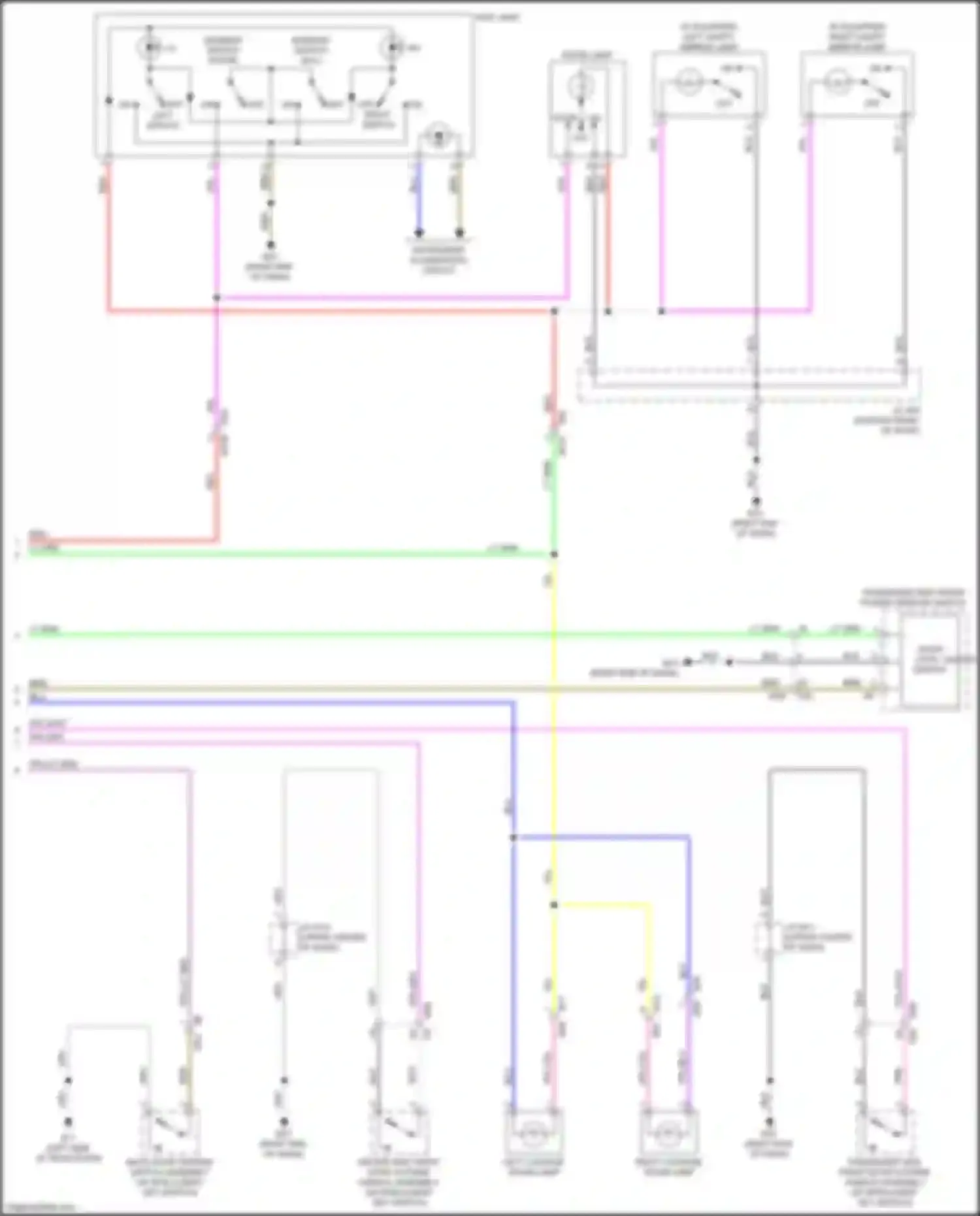 Wiring diagram passenger side front power window switch for Nissan Rogue Sport I (2017-2019) (1 of 6)