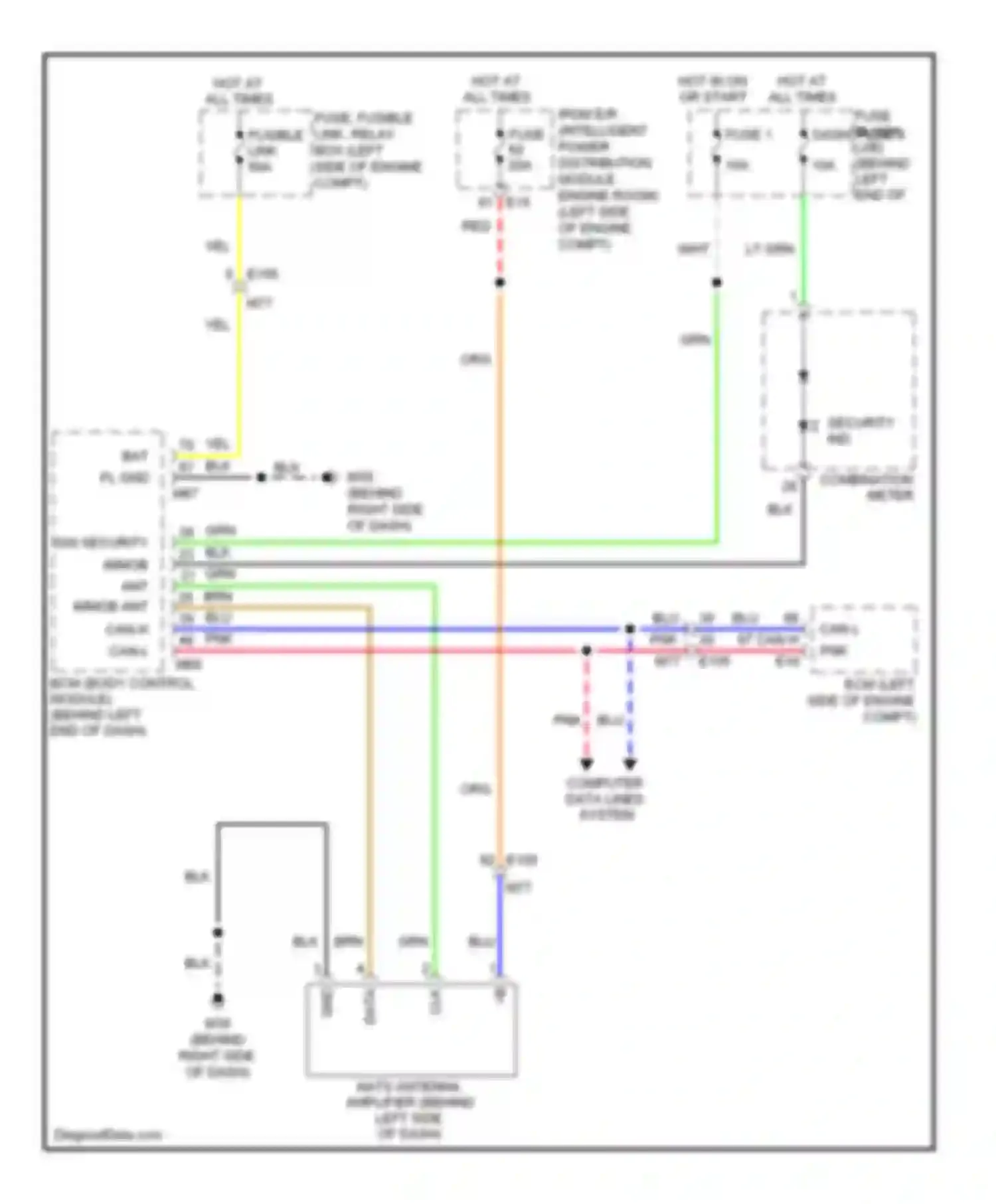 Wiring diagram combination meter for Nissan Rogue I facelift (2010-2013) (10 of 28)