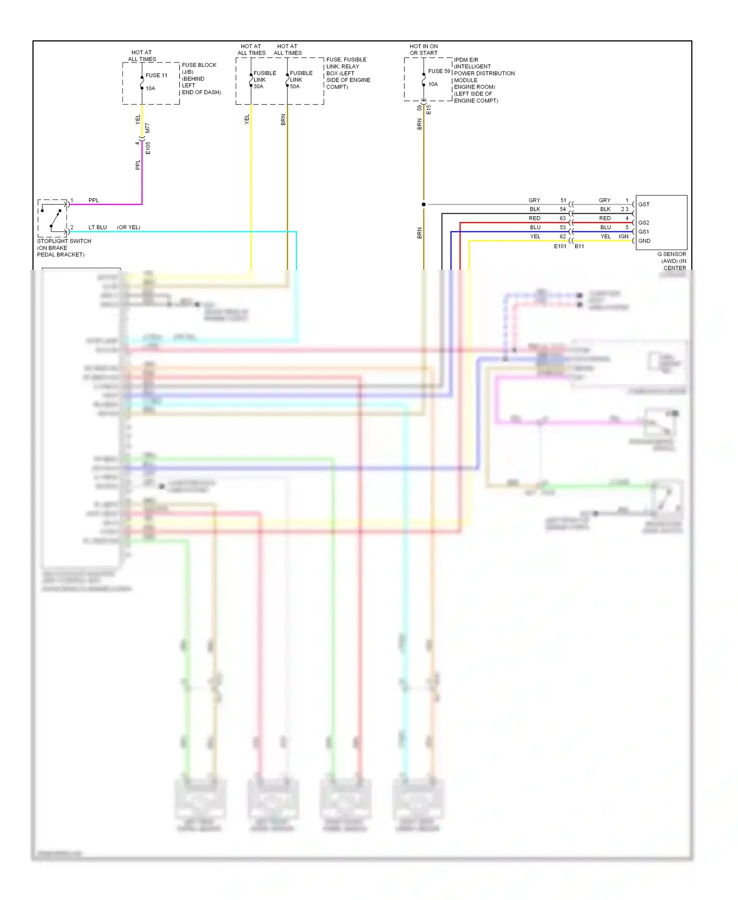 Nissan Rogue I facelift (2010-2013) left front wheel sensor wiring diagram  (1 of 2)
