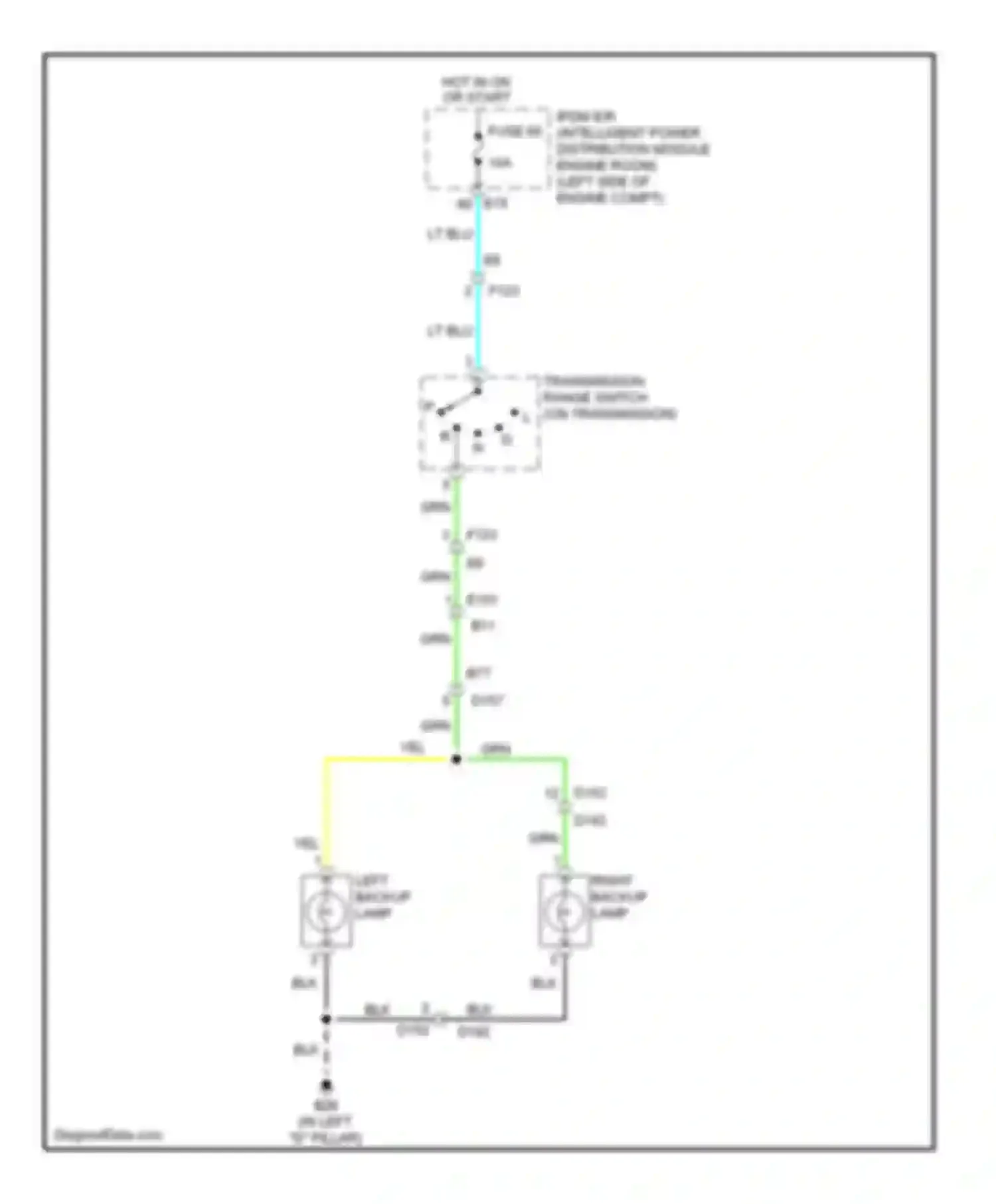 Wiring diagram right backup lamp for Nissan Rogue I facelift (2010-2013) (1 of 1)