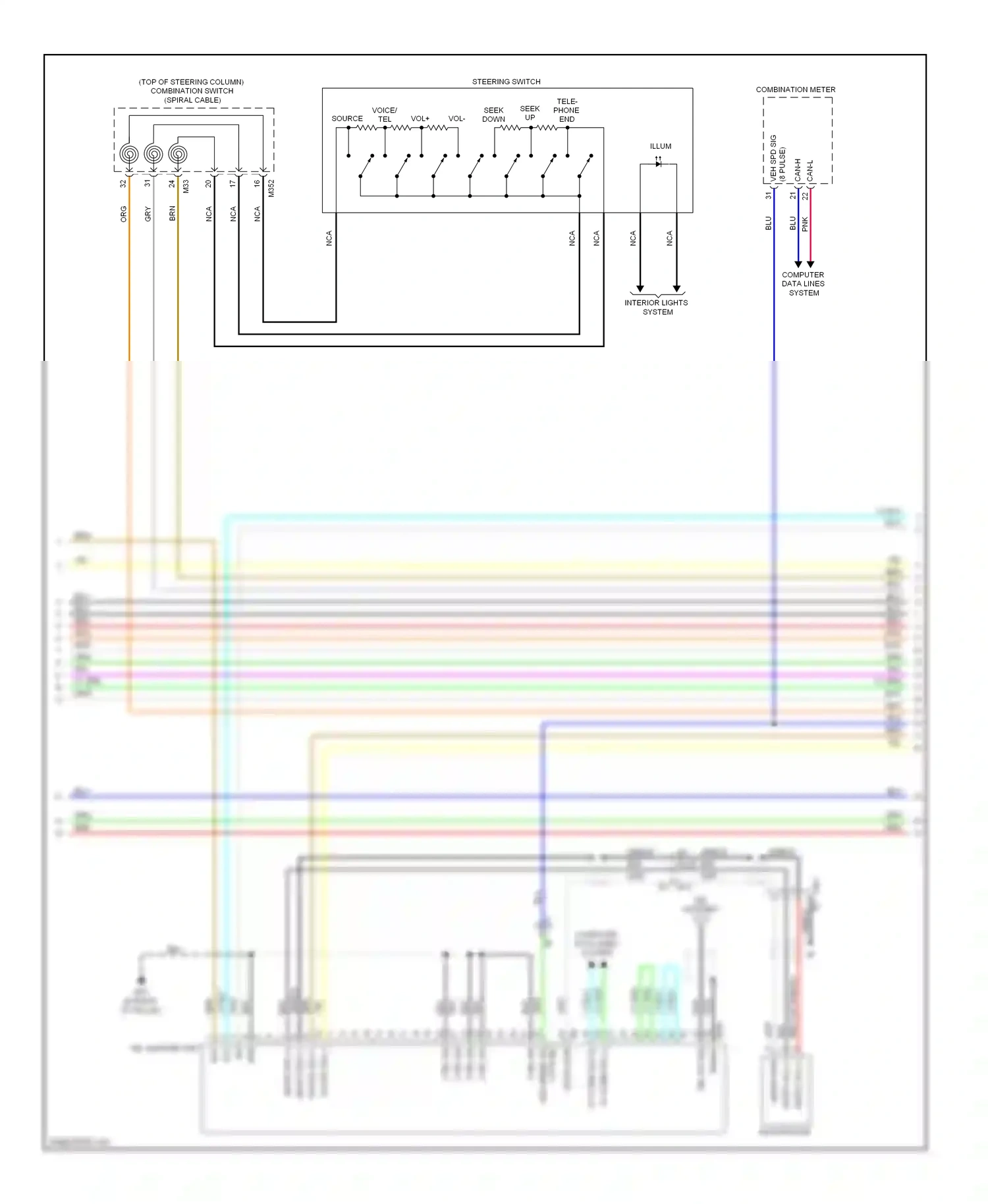 Wiring diagram steering switch for Nissan Rogue I facelift (2010-2013) (2 of 5)