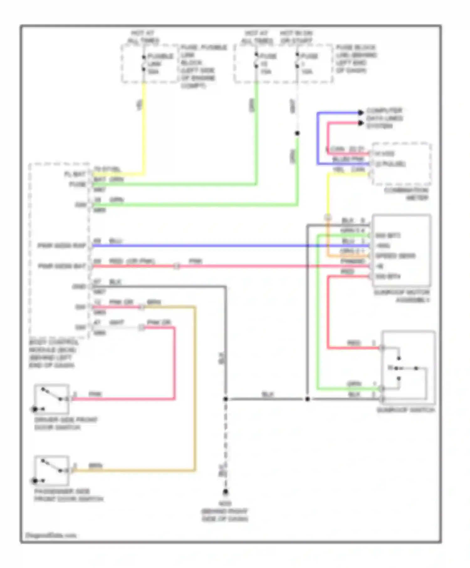Rogue Nissan I (2007-2010): Power top/sunroof circuit
