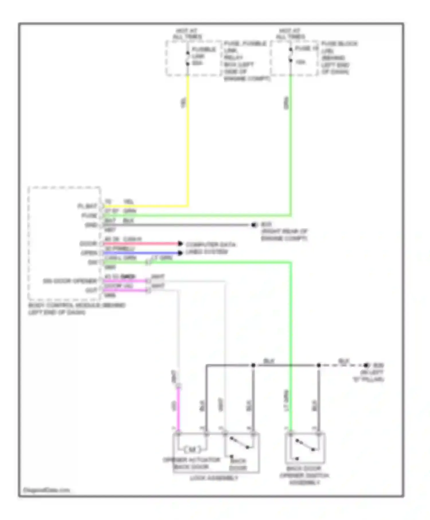 Rogue Nissan I (2007-2010): Back door opener circuit