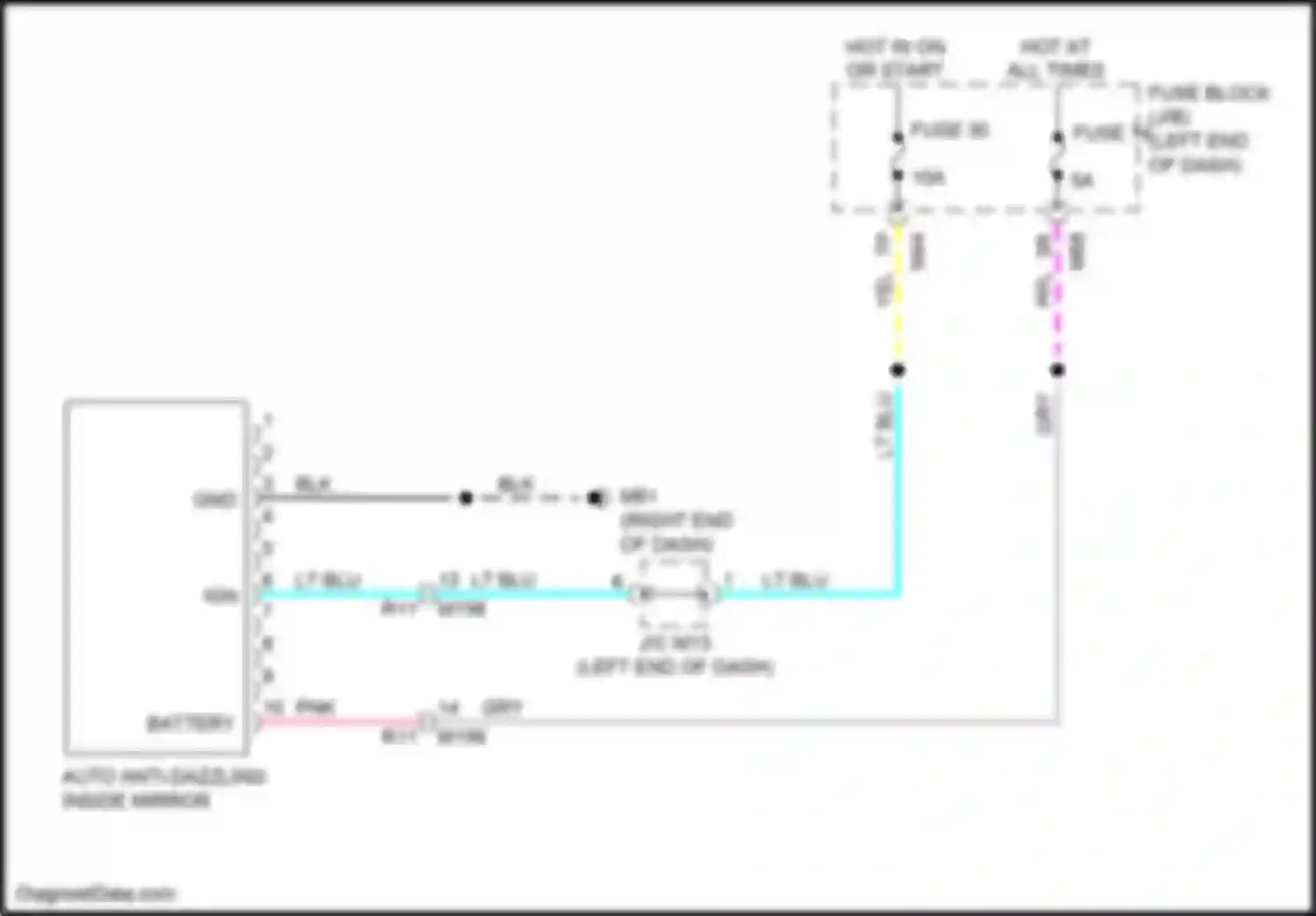 Wiring diagram auto anti-dazzling inside mirror for Nissan Rogue II facelift (2016-2020) (1 of 3)