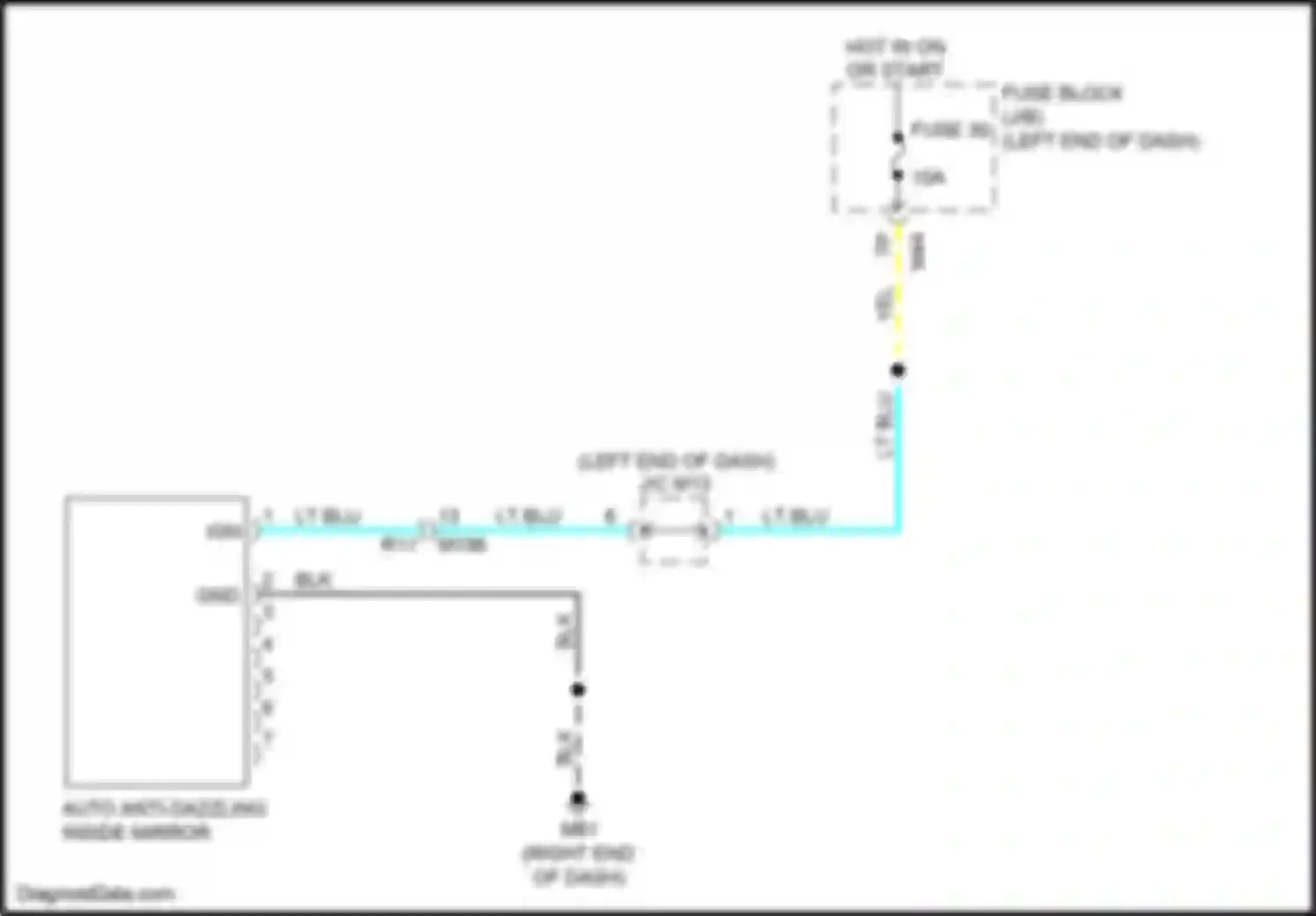Wiring diagram auto anti-dazzling inside mirror for Nissan Rogue II facelift (2016-2020) (2 of 3)