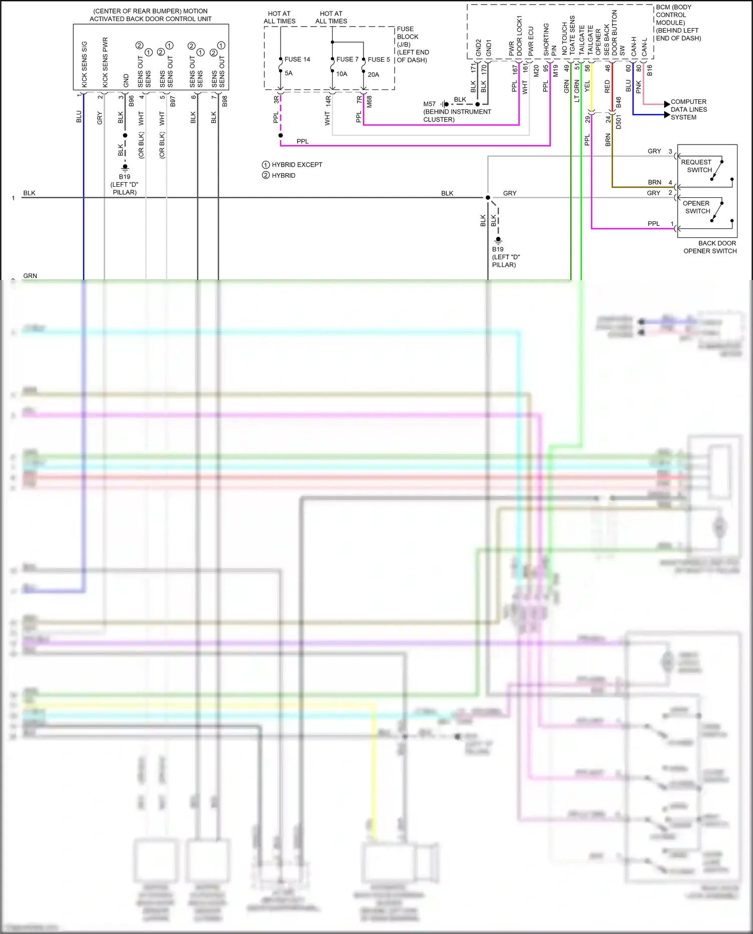 Wiring diagram close switch for Nissan Rogue II facelift (2016-2020) (1 of 1)