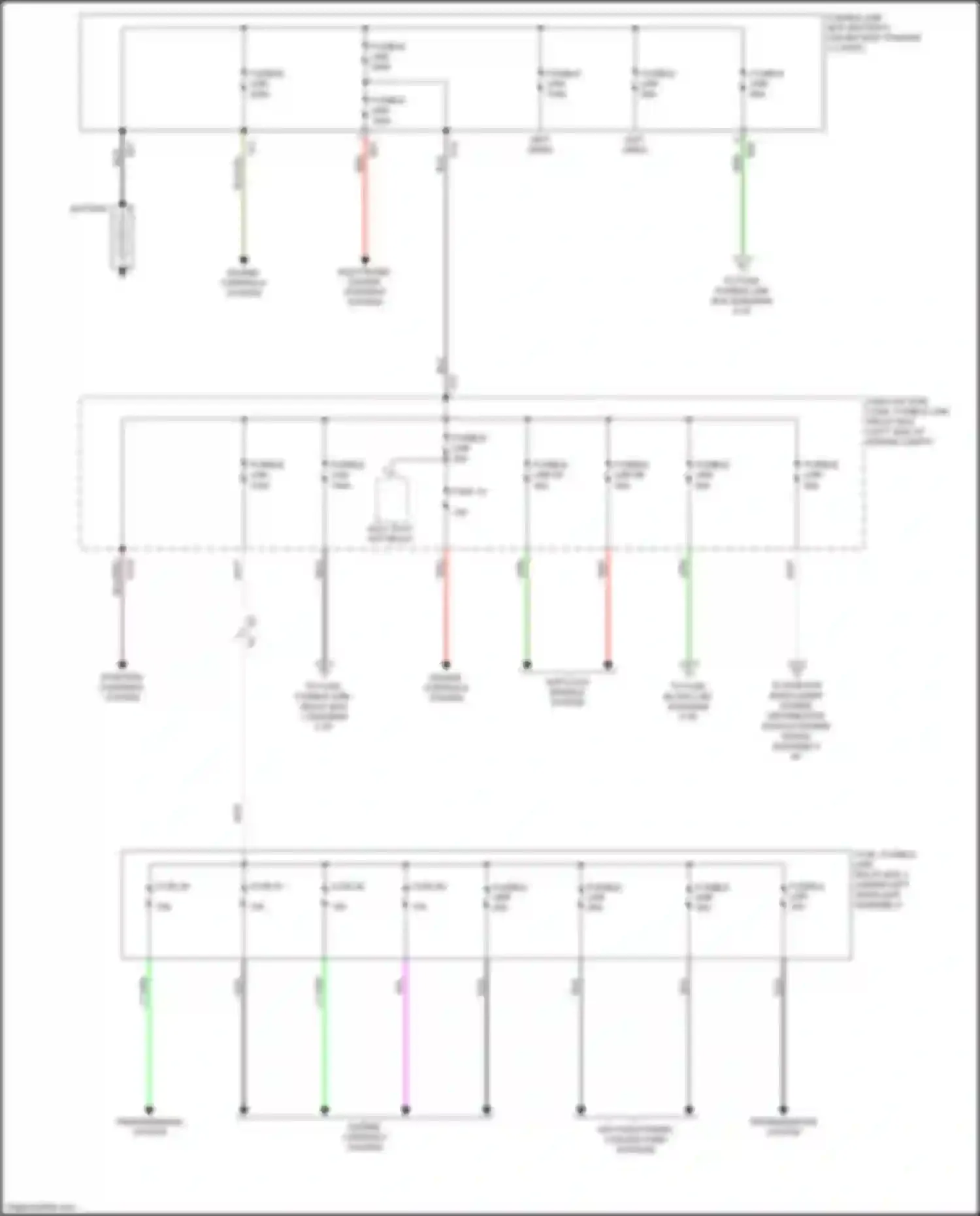 Wiring diagram high voltage fuse, fusible link, relay box for Nissan Rogue II facelift (2016-2020) (4 of 7)