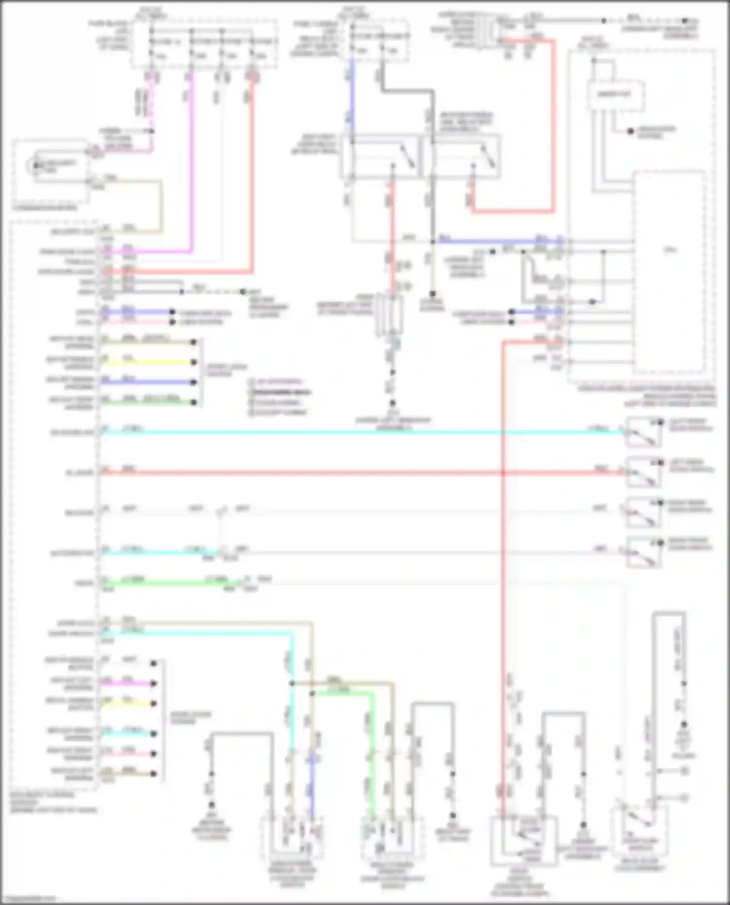 Wiring diagram left rear door switch for Nissan Rogue II facelift (2016-2020) (4 of 9)