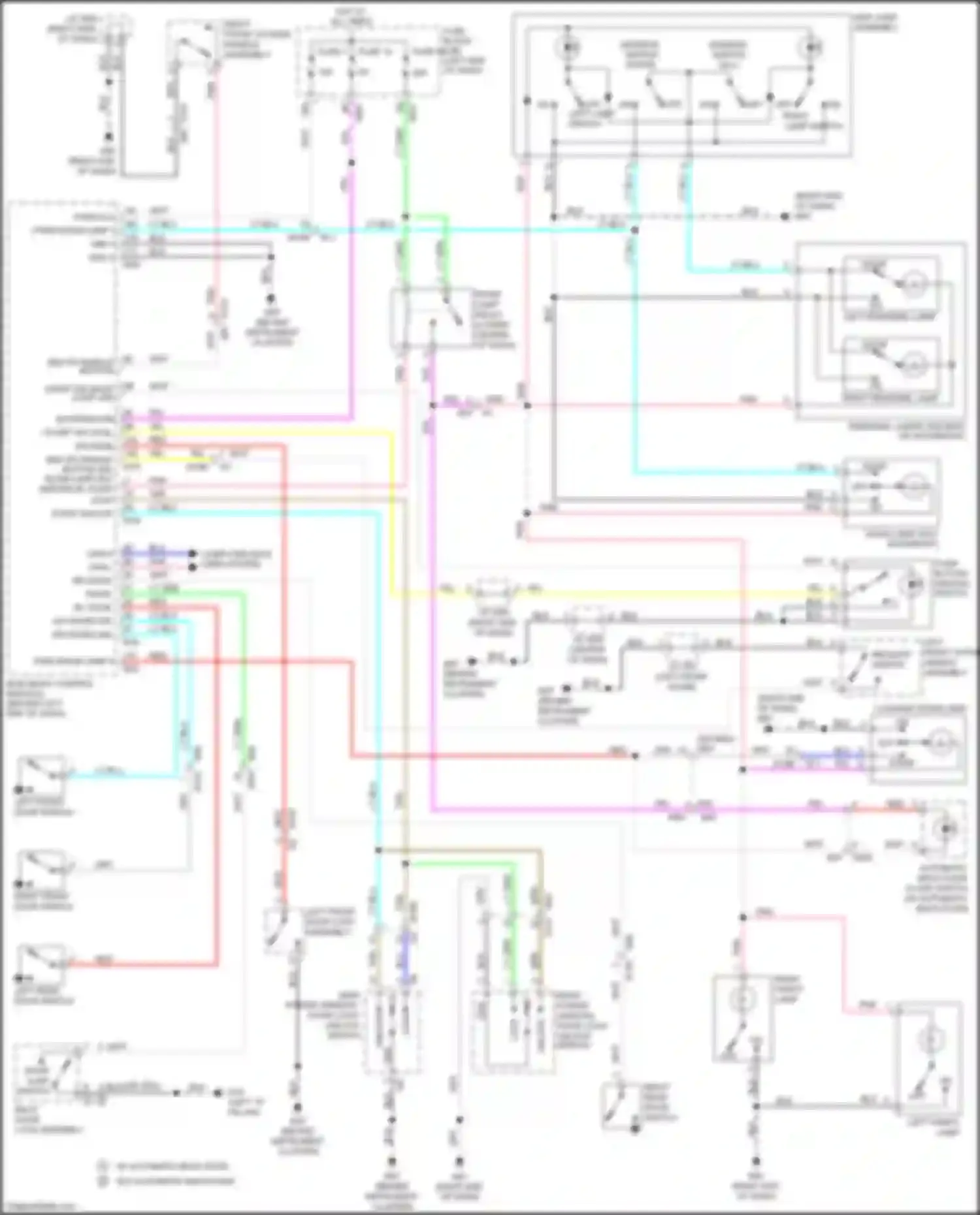 Wiring diagram main power window, door lock/ unlock switch for Nissan Rogue II facelift (2016-2020) (1 of 2)