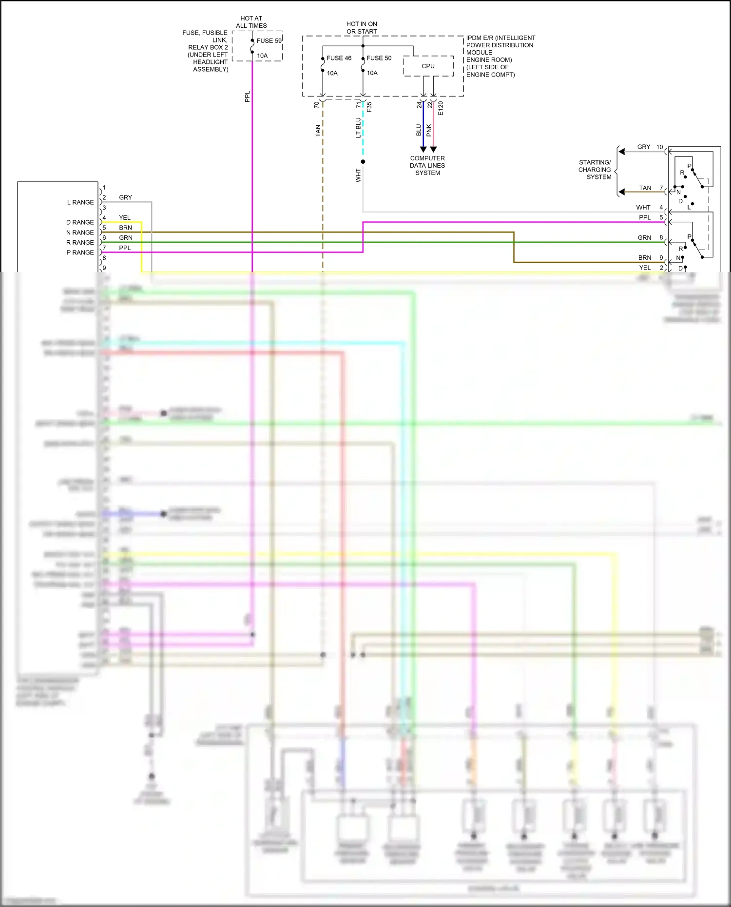 Wiring diagram secondary pressure sensor for Nissan Rogue II facelift (2016-2020) (2 of 2)