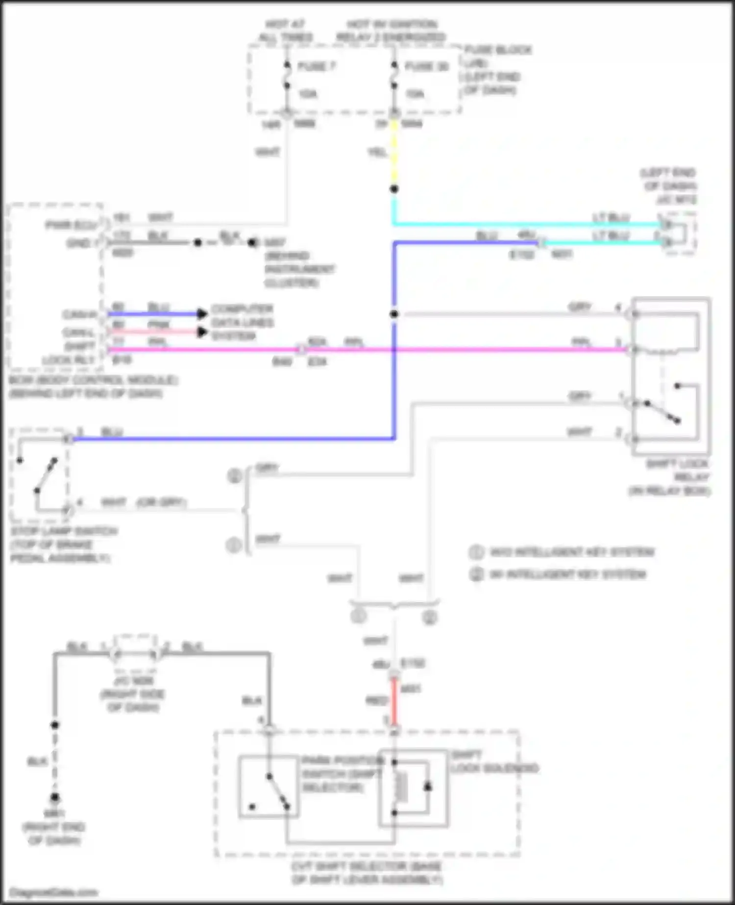 Wiring diagram shift lock solenoid for Nissan Rogue II facelift (2016-2020) (1 of 3)