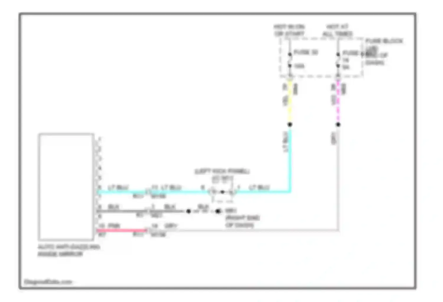 Rogue Nissan II (2013-2016): Auto anti-dazzling inside mirror circuit, with home link