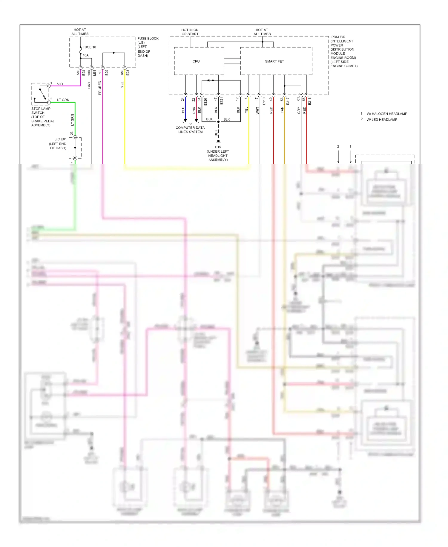 Wiring diagram engine room for Nissan Rogue II (2013-2016) (1 of 2)