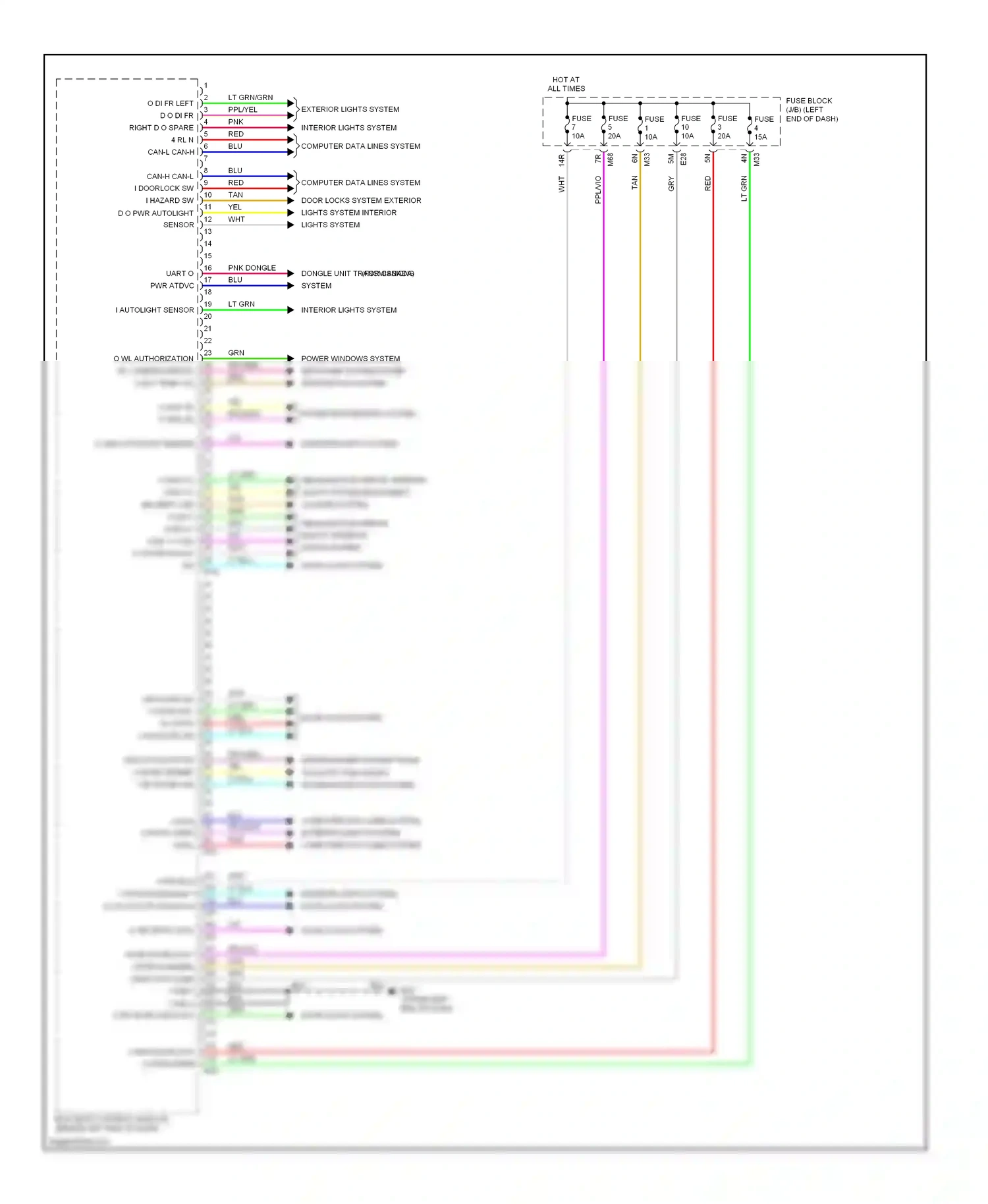 Wiring diagram interior lights system door locks system for Nissan Rogue II (2013-2016) (2 of 3)