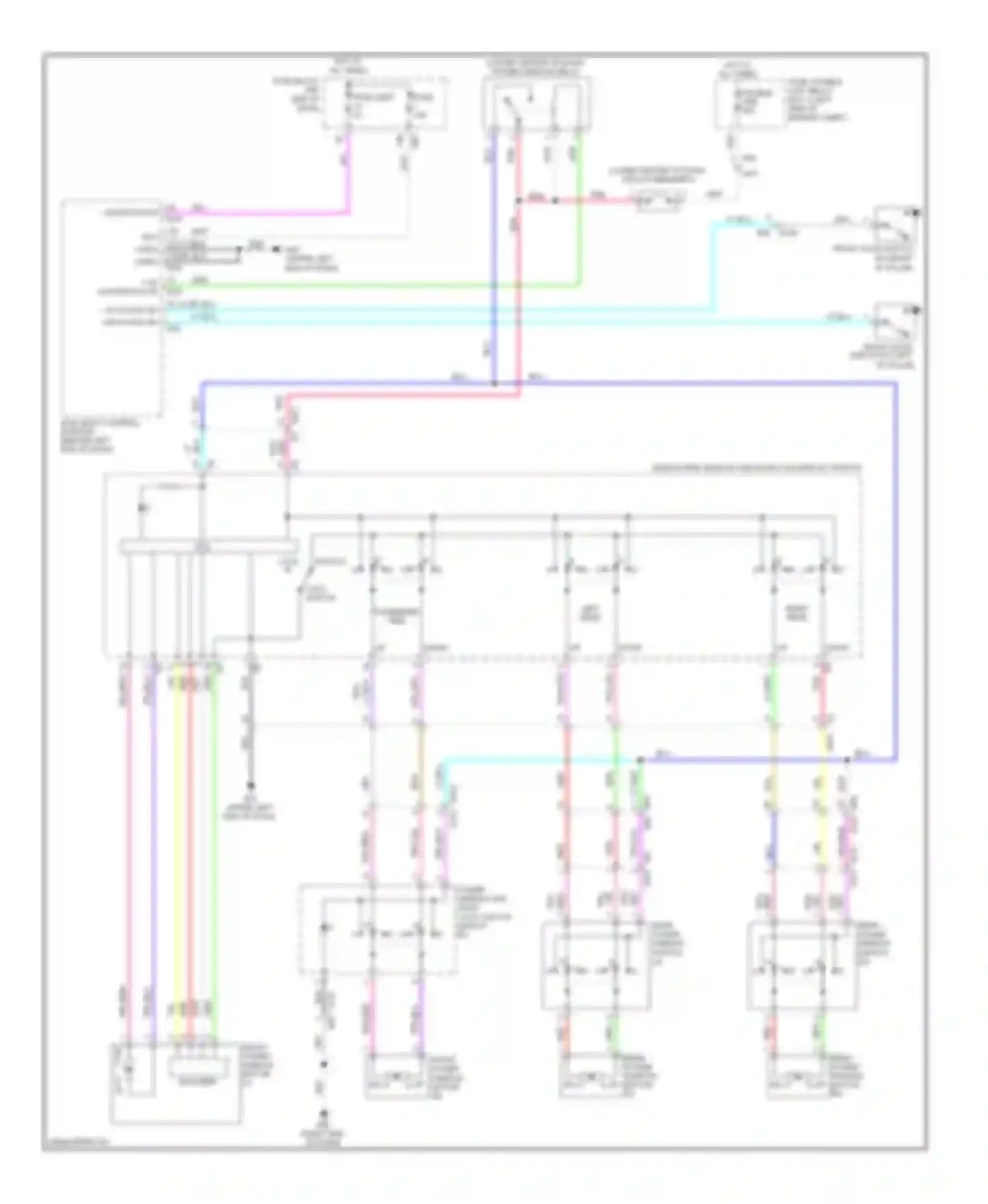 Wiring diagram main power window and door lock/unlock switch for Nissan Rogue II (2013-2016) (3 of 3)