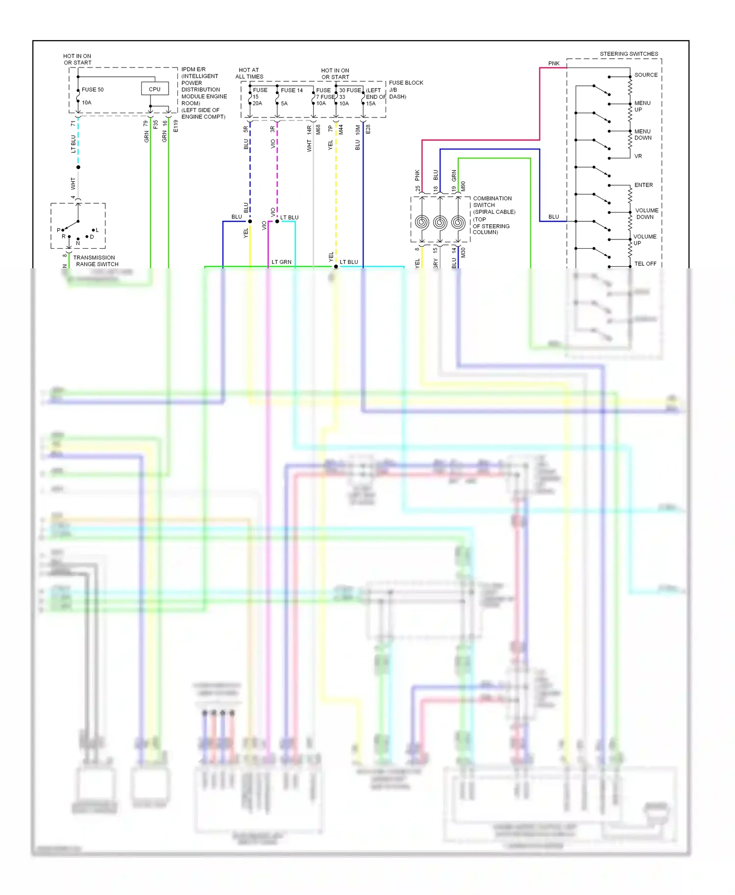 Wiring diagram volume down for Nissan Rogue II (2013-2016) (1 of 2)