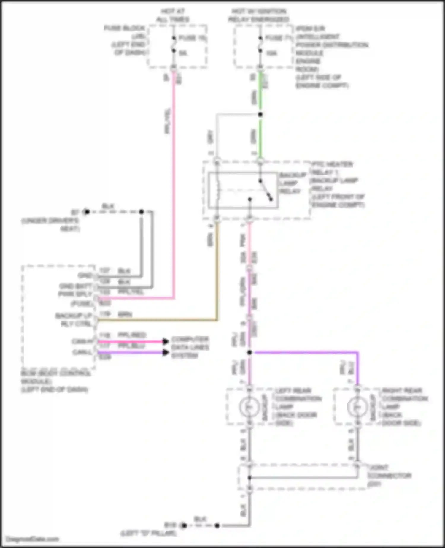 Wiring diagram backup lamp relay for Nissan Rogue III (2020-2024) (1 of 2)