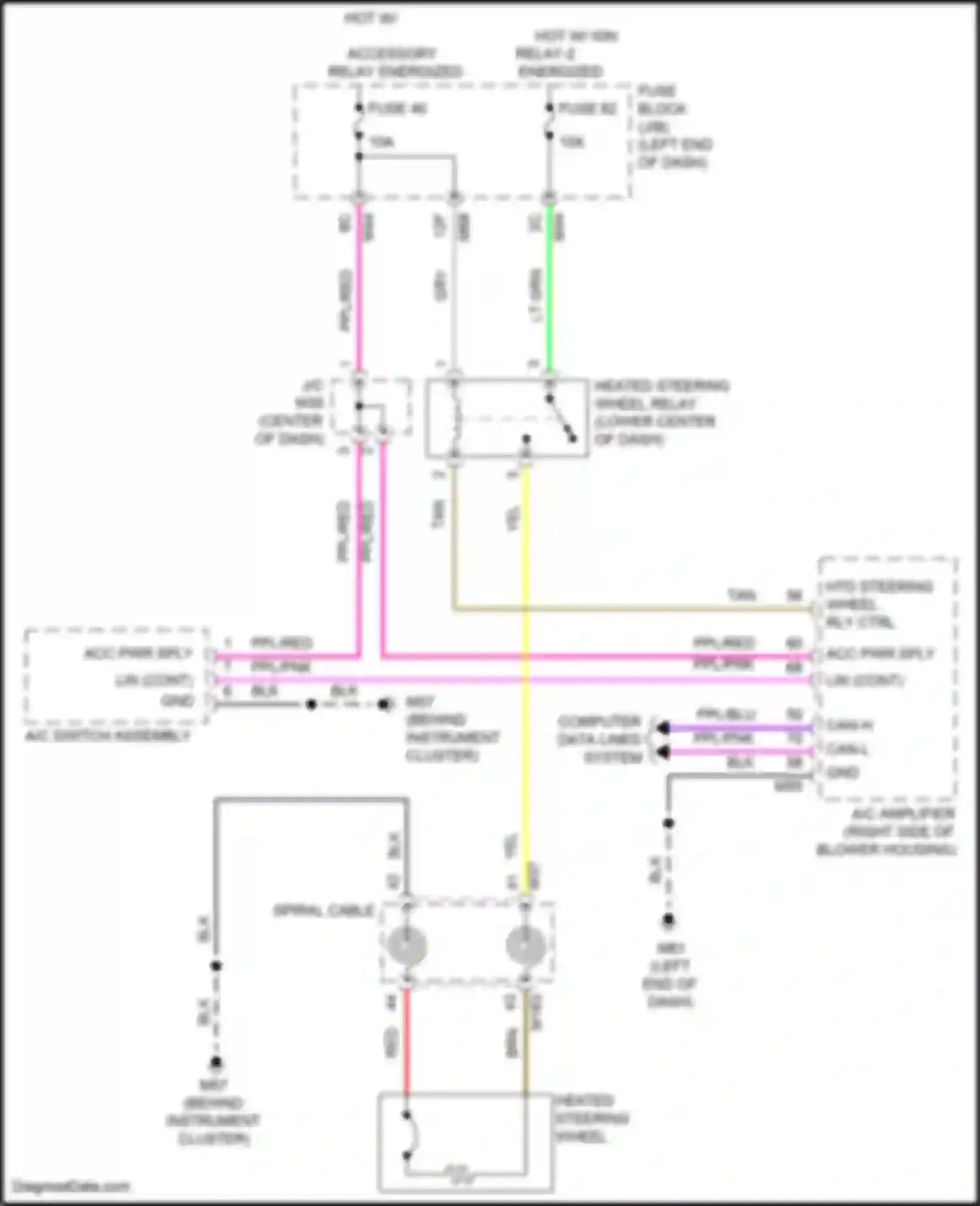 Wiring diagram heated steering wheel relay for Nissan Rogue III (2020-2024) (1 of 3)