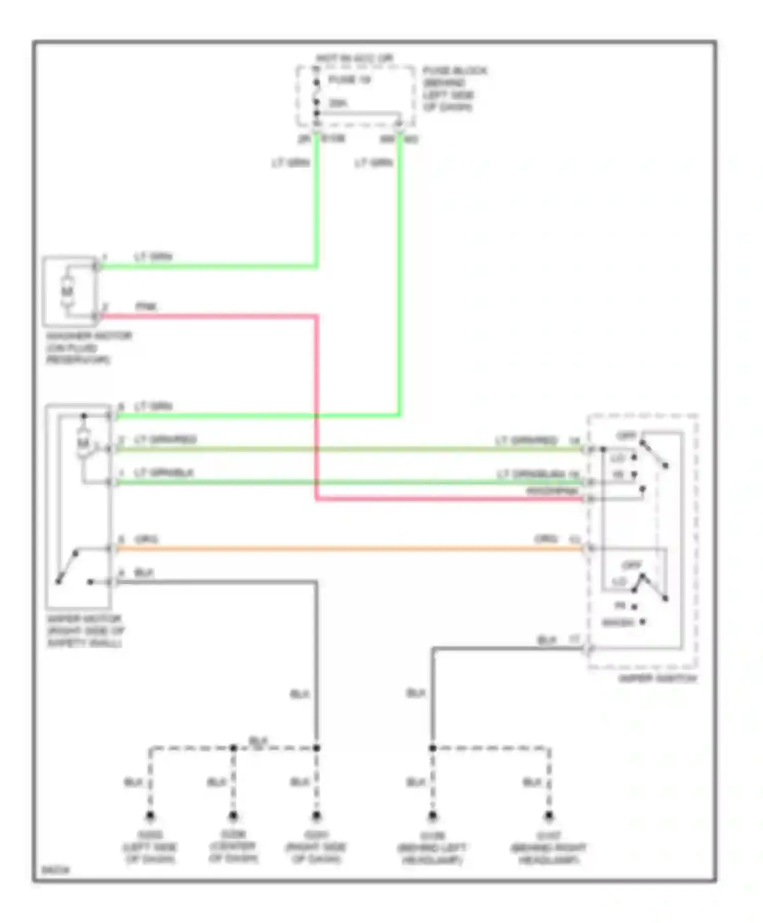 Sentra Nissan B14 (1994-1999): 2-speed wiper/washer circuit
