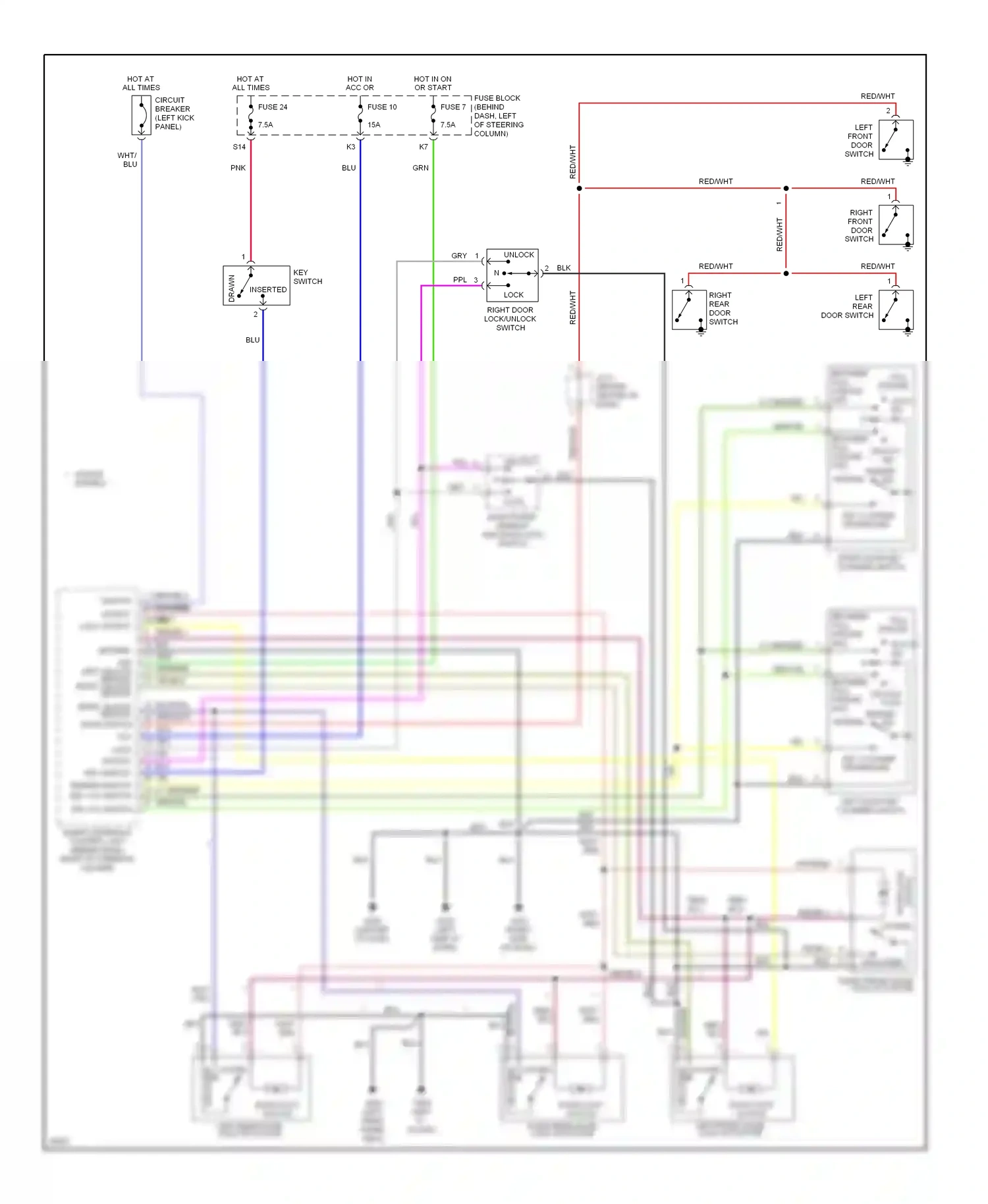 Wiring diagram key switch for Nissan Sentra B14 (1994-1999) (2 of 5)