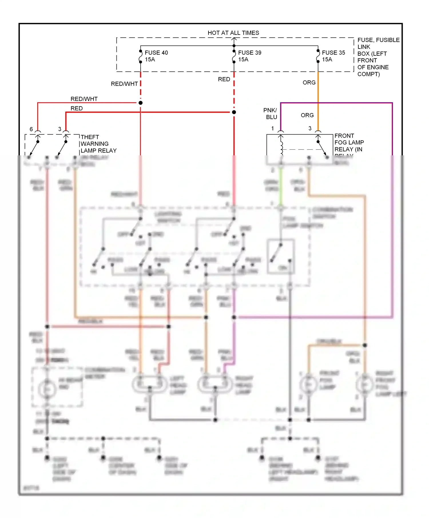 Wiring diagram lighting switch for Nissan Sentra B14 (1994-1999) (2 of 3)