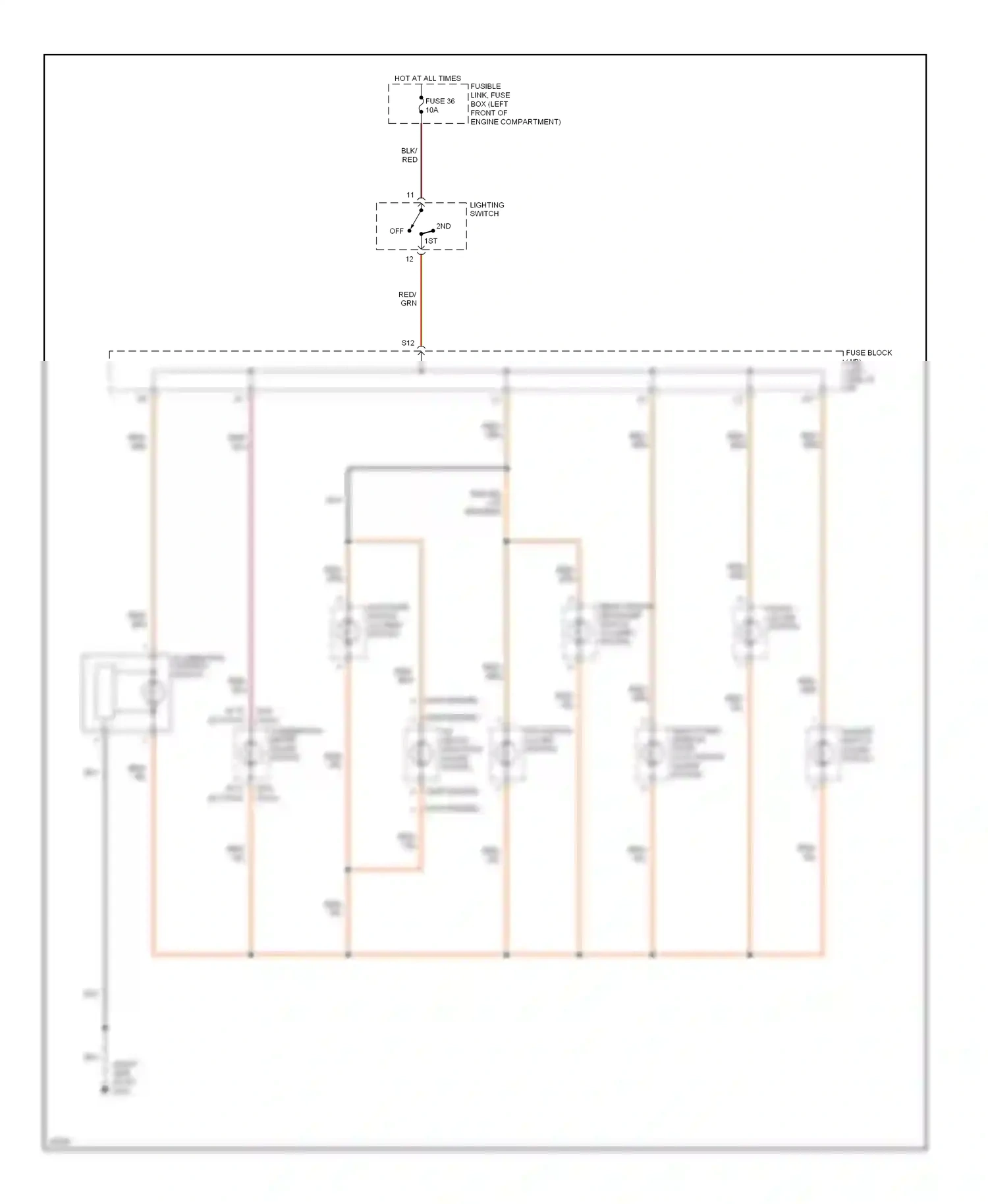 Wiring diagram lighting switch for Nissan Sentra B14 (1994-1999) (3 of 3)