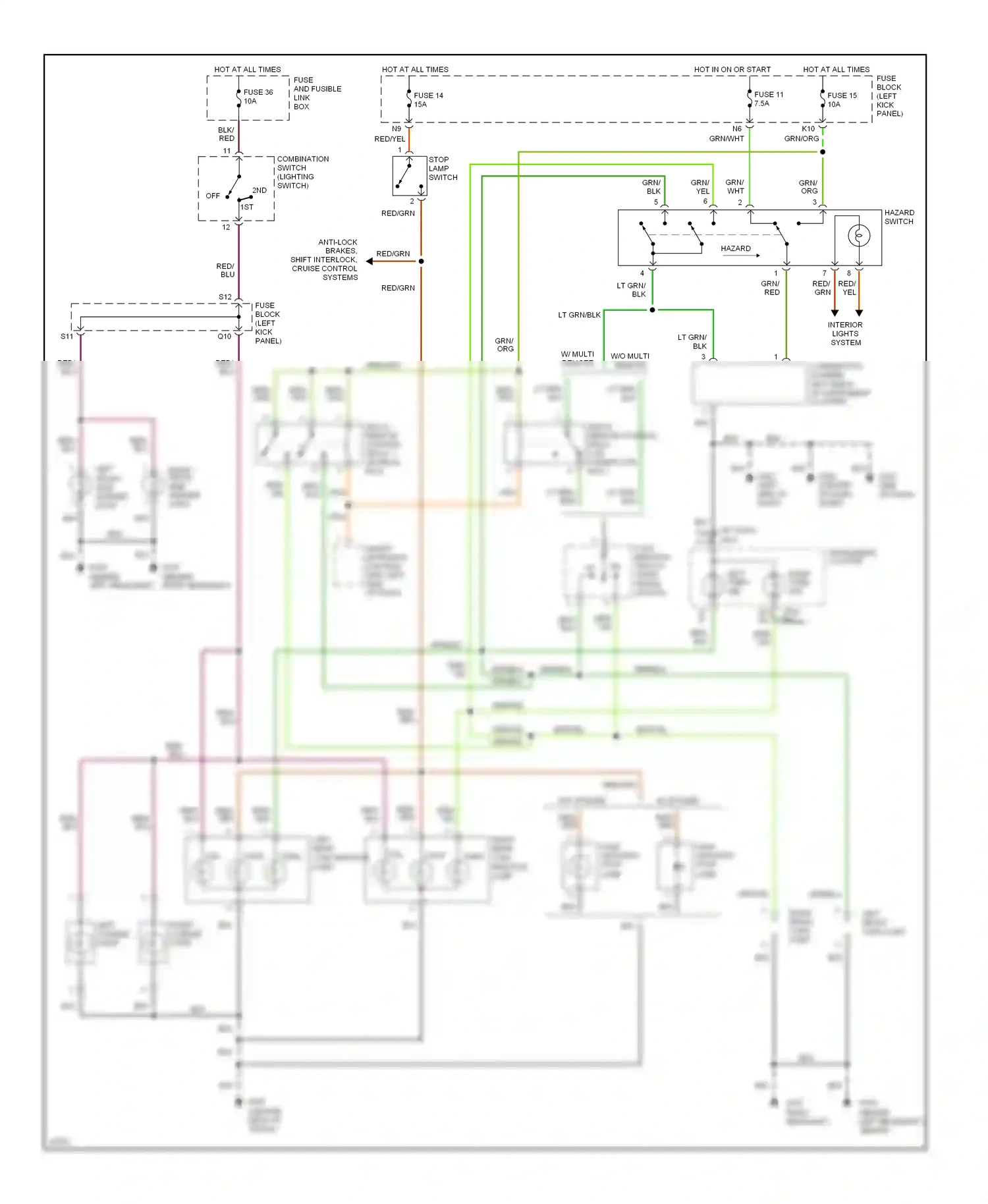 Wiring diagram w/ multi remote for Nissan Sentra B14 (1994-1999) (1 of 1)