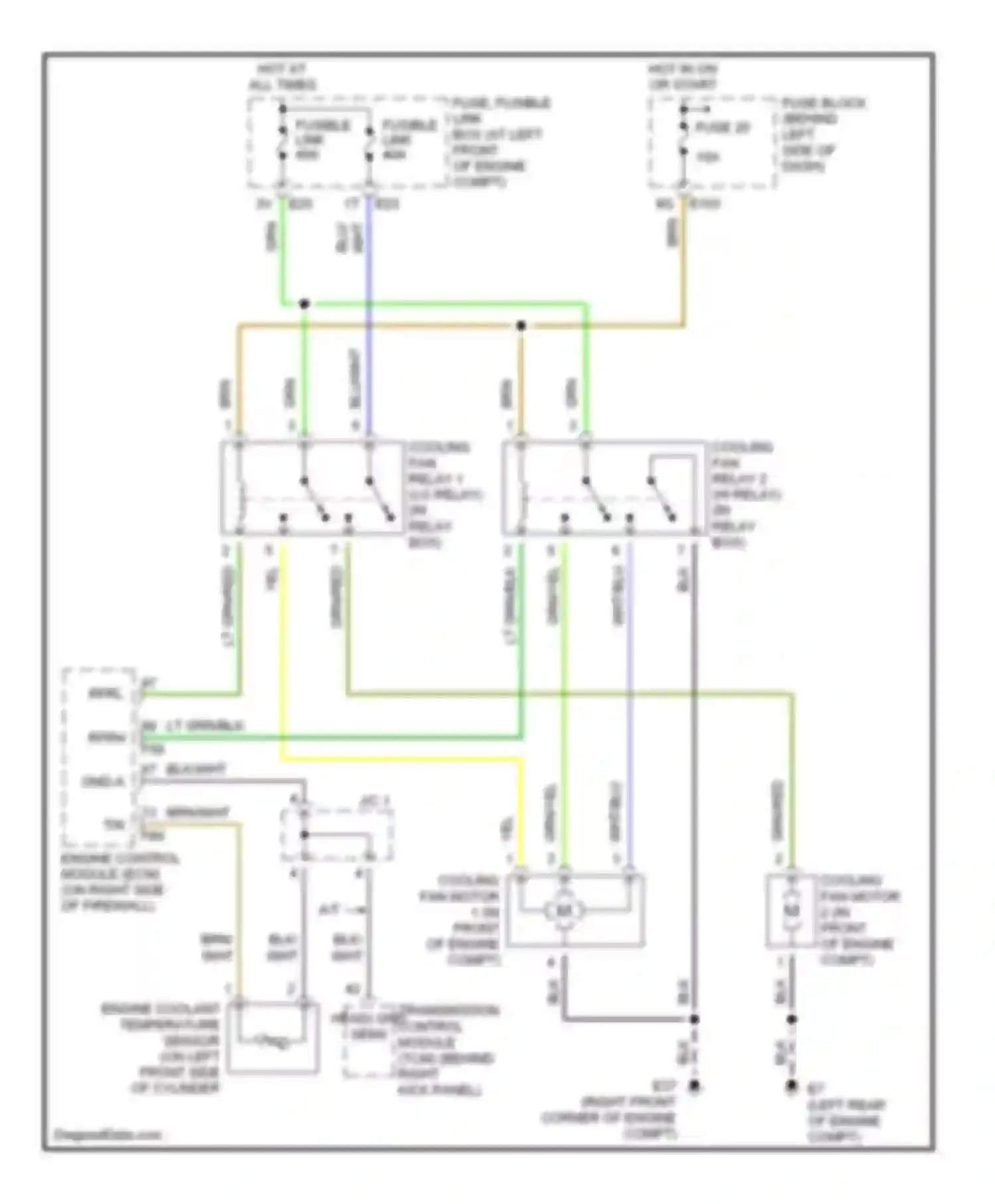 Sentra Nissan B15 (1998-2006): 1.8l, cooling fan circuit
