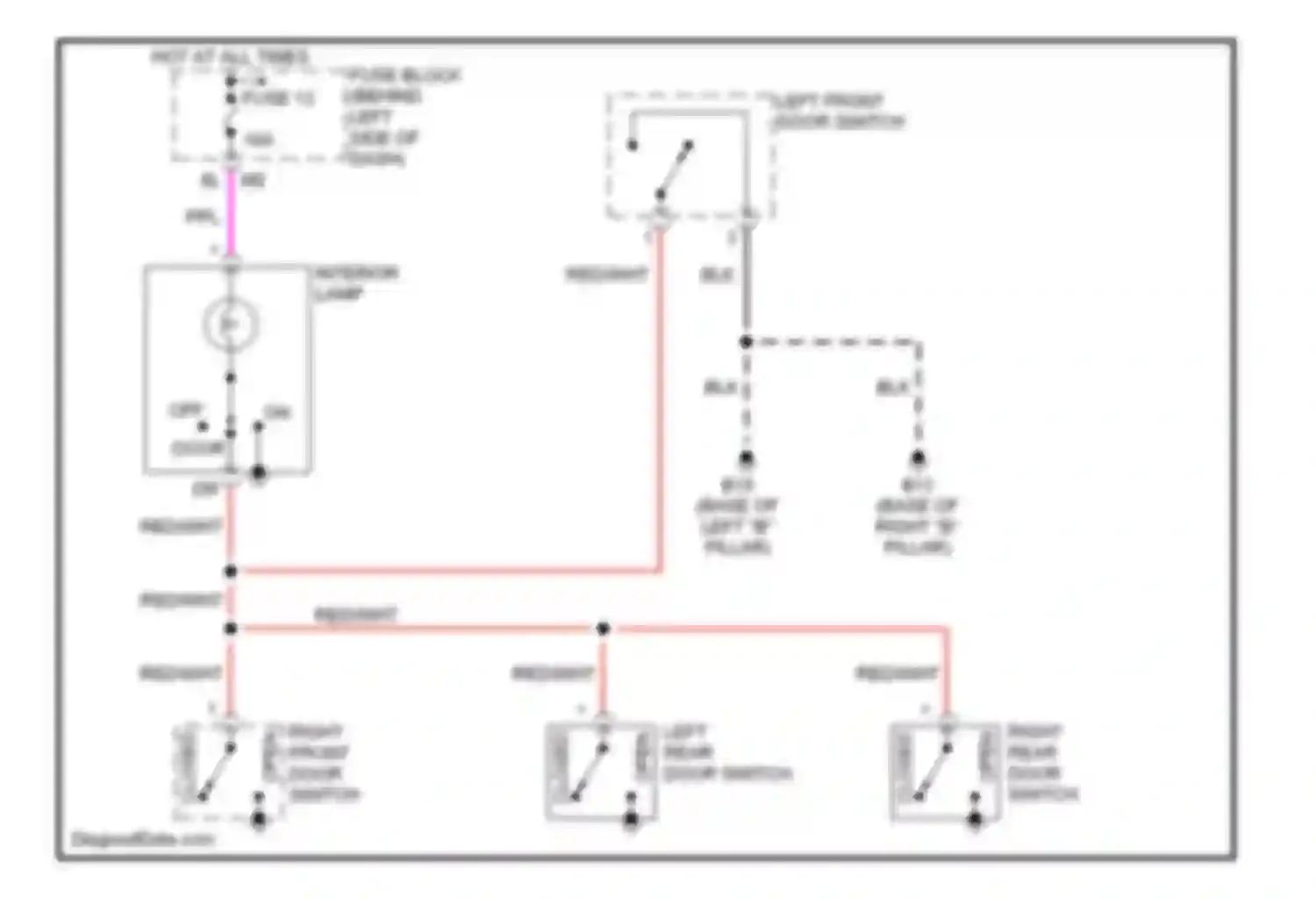 Sentra Nissan B15 (1998-2006): Courtesy lamps circuit, without power door locks