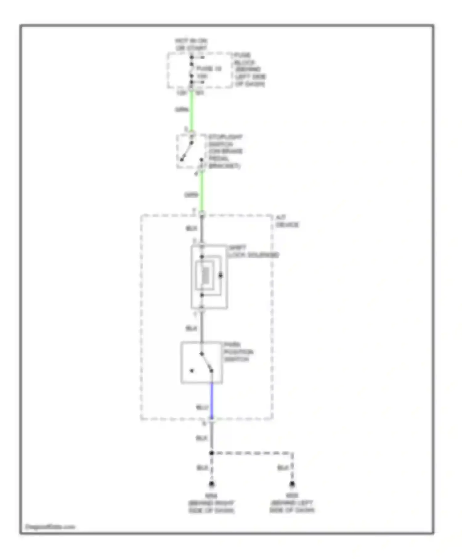 Sentra Nissan B15 (1998-2006): Shift interlock circuit