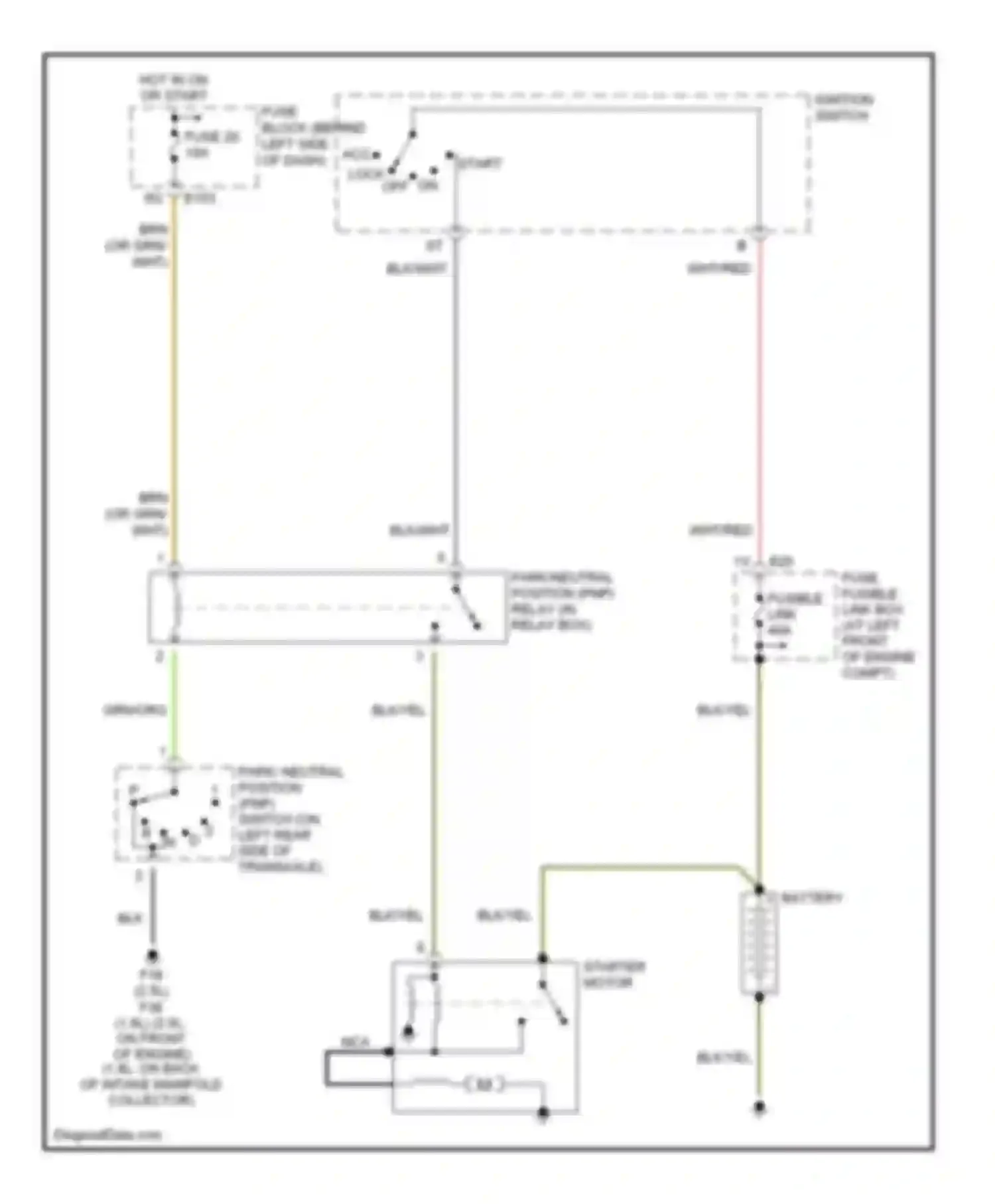 Sentra Nissan B15 (1998-2006): Starting circuit, a/t