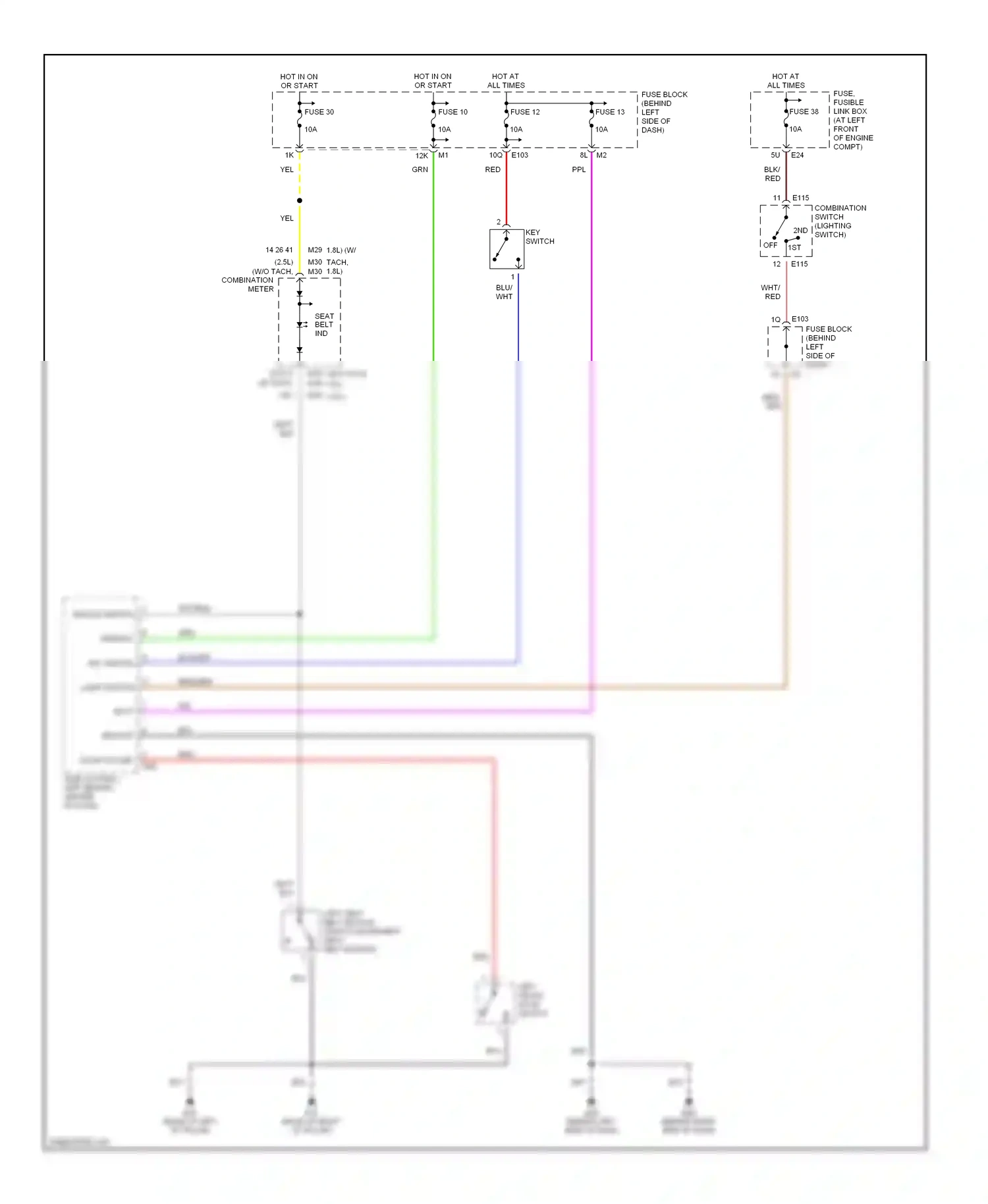 Wiring diagram combination meter for Nissan Sentra B15 (1998-2006) (13 of 14)