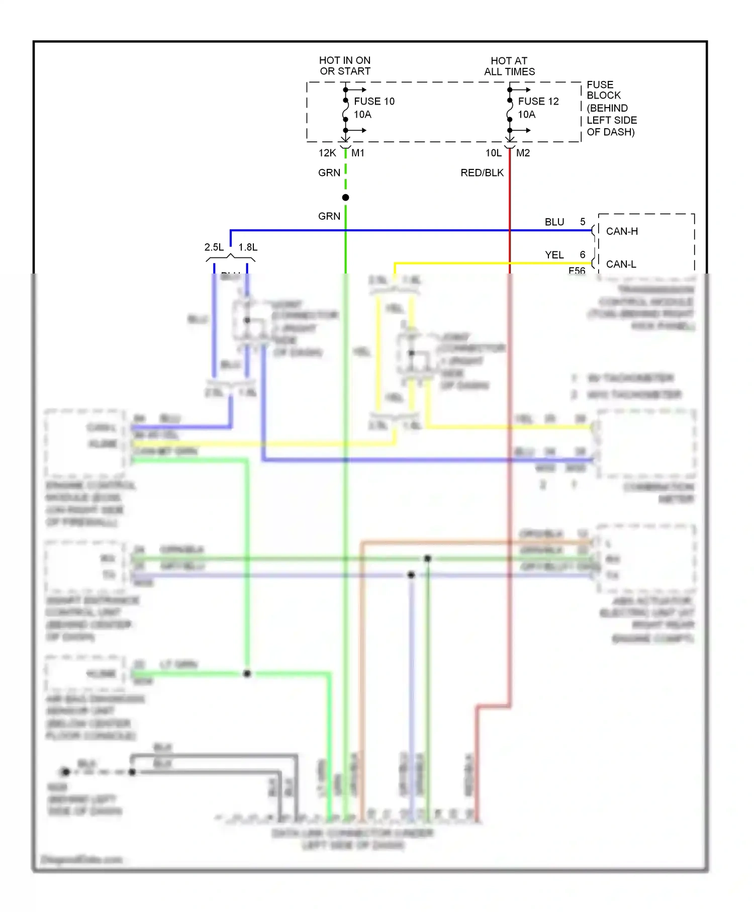 Wiring diagram combination meter for Nissan Sentra B15 (1998-2006) (5 of 14)