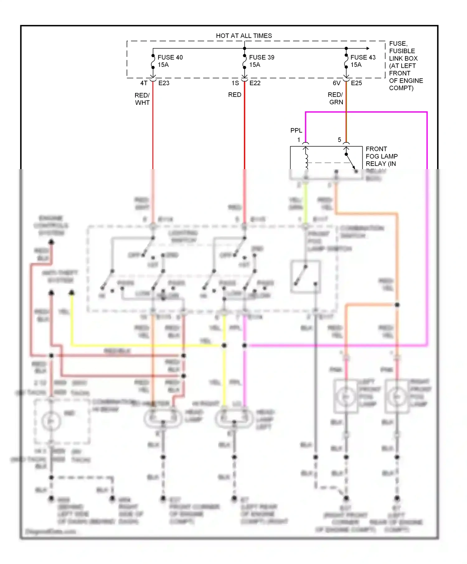 Wiring diagram combination switch for Nissan Sentra B15 (1998-2006) (2 of 2)