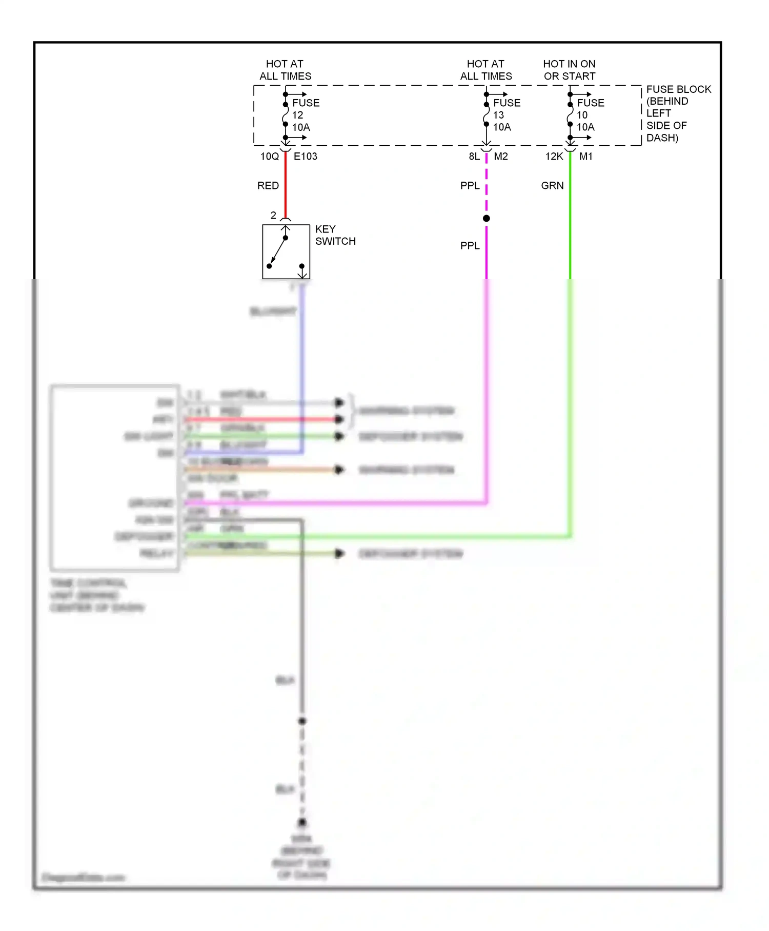 Wiring diagram key switch for Nissan Sentra B15 (1998-2006) (1 of 7)