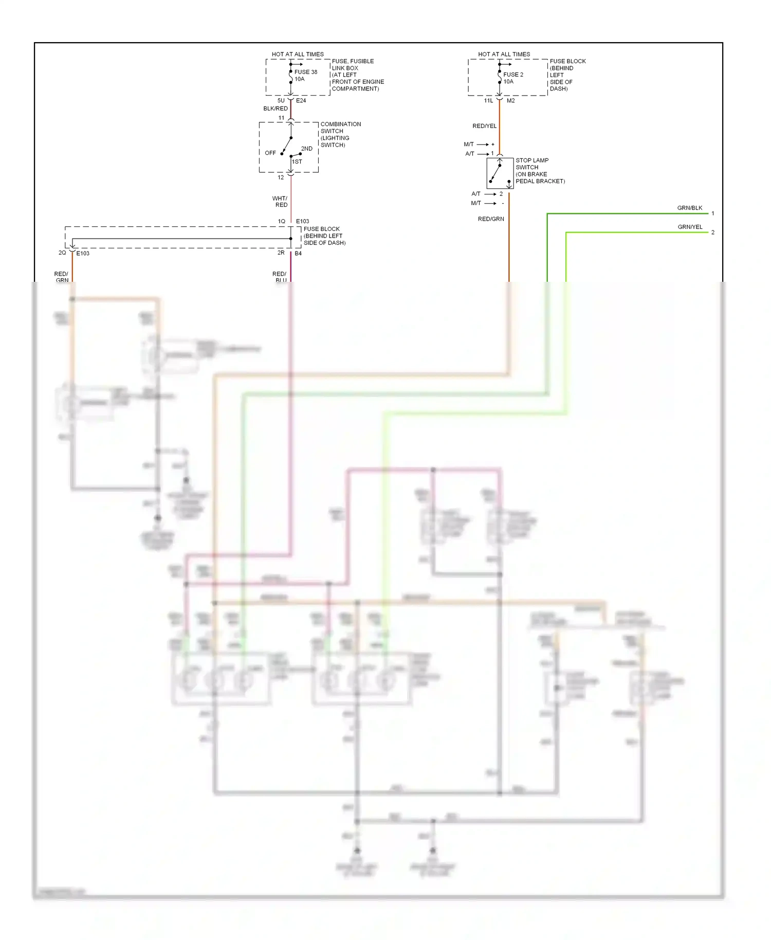 Wiring diagram left front combination lamp for Nissan Sentra B15 (1998-2006) (1 of 2)