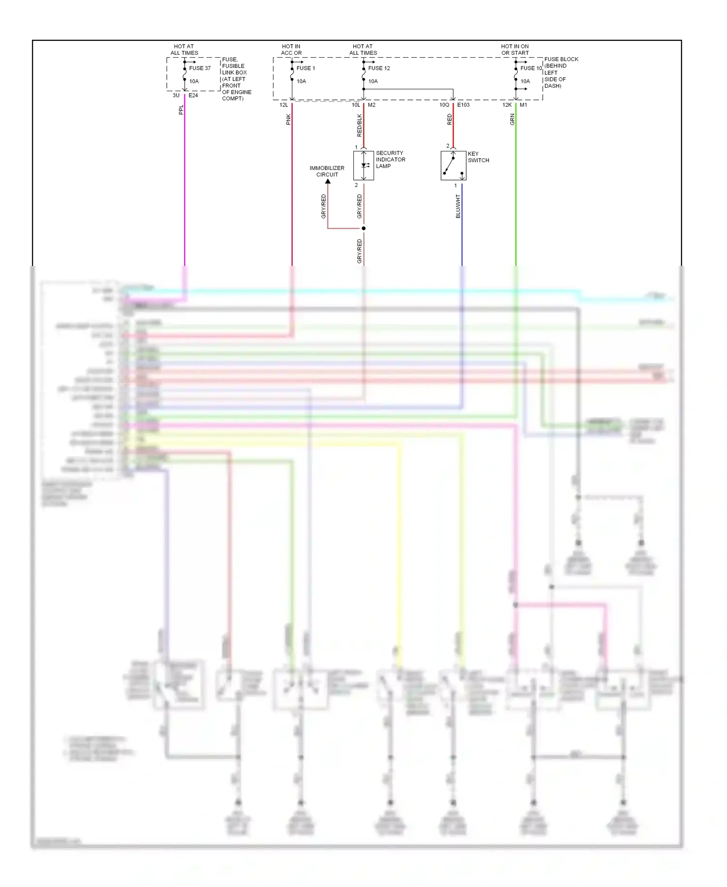 Wiring diagram security indicator lamp for Nissan Sentra B15 (1998-2006) (1 of 2)