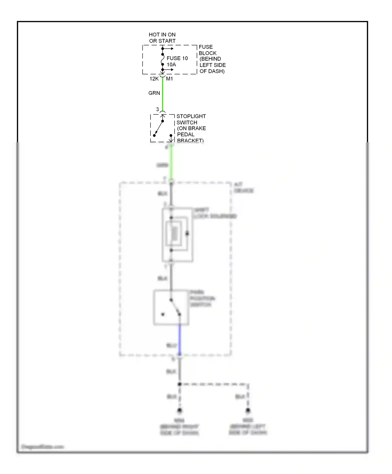 Wiring diagram stoplight switch for Nissan Sentra B15 (1998-2006) (1 of 1)