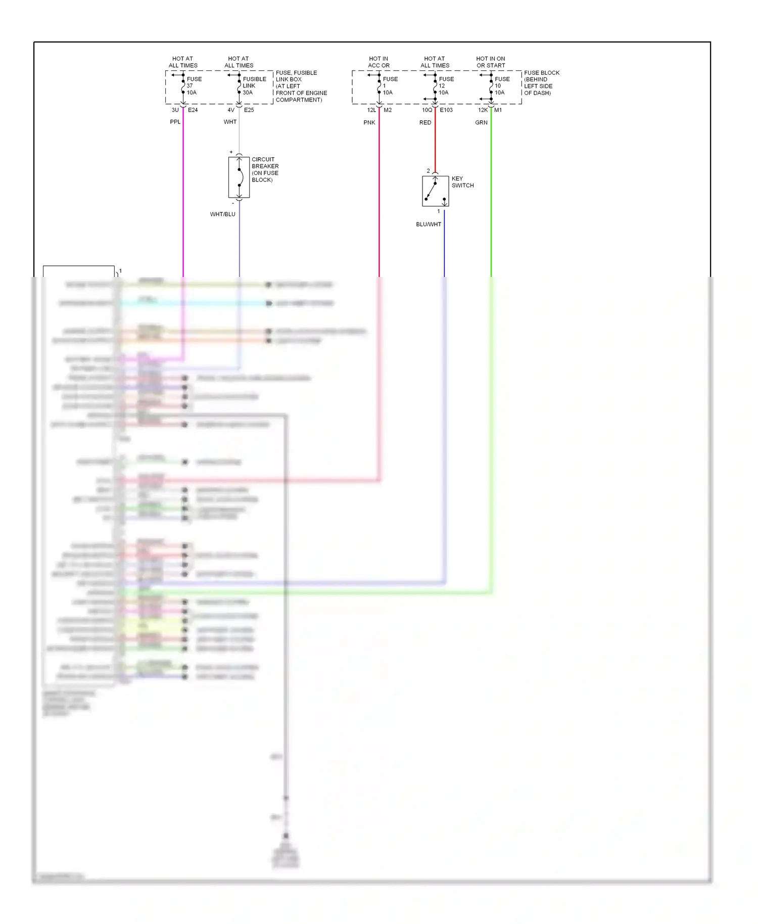 Wiring diagram warning system for Nissan Sentra B15 (1998-2006) (2 of 2)