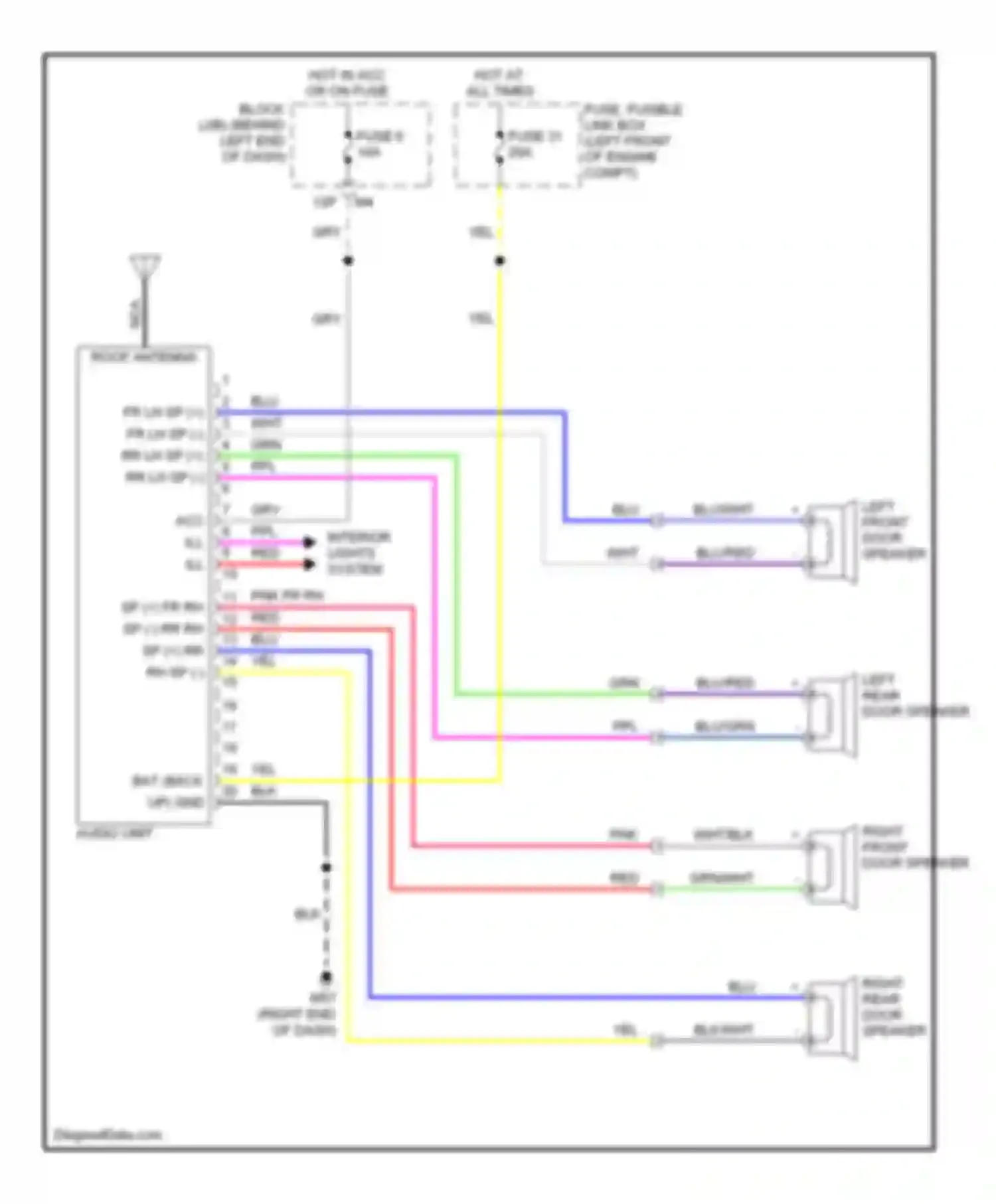 Sentra Nissan B16 facelift (2009-2012): Base radio circuit