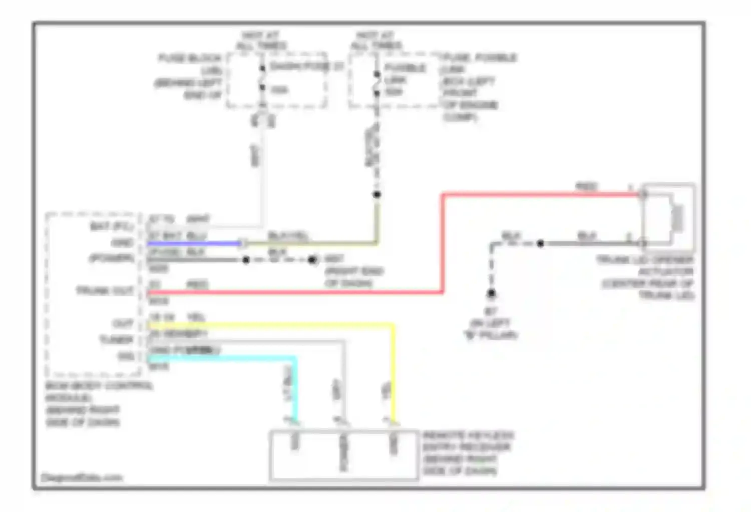 Sentra Nissan B16 facelift (2009-2012): Trunk release circuit, without intelligent key unit