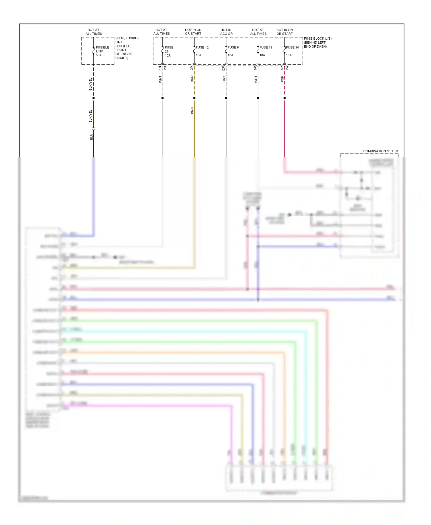 Wiring diagram combination meter for Nissan Sentra B16 facelift (2009-2012) (13 of 29)