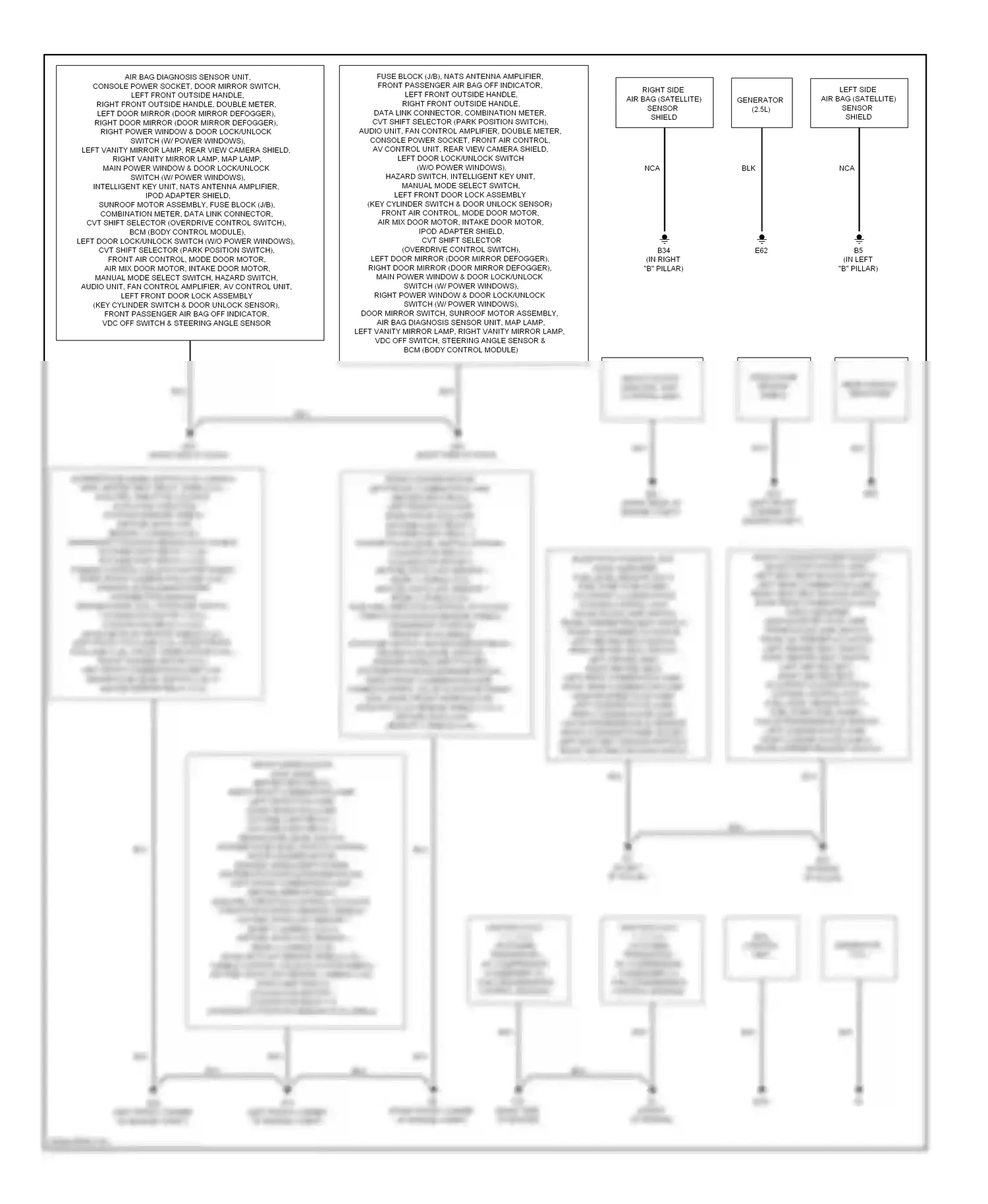 Wiring diagram crash zone sensor shield for Nissan Sentra B16 facelift (2009-2012) (1 of 1)