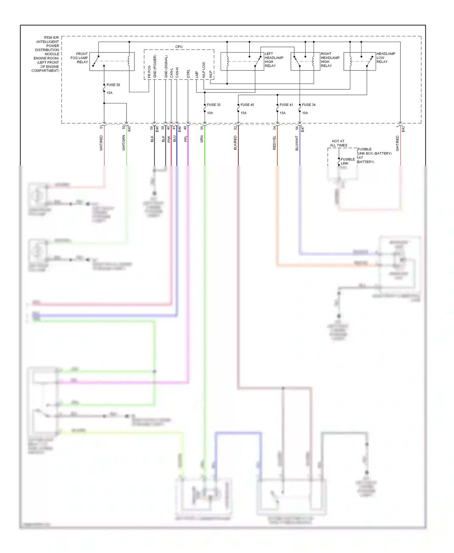 Wiring diagram left front combination lamp for Nissan Sentra B16 facelift (2009-2012) (2 of 3)
