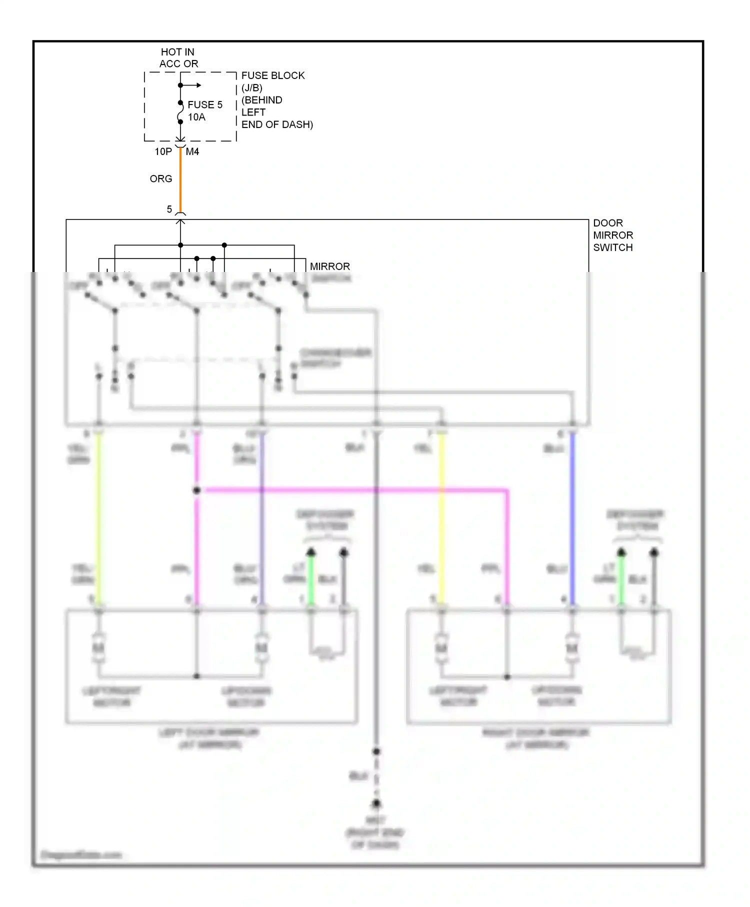 Wiring diagram left/right motor for Nissan Sentra B16 facelift (2009-2012) (1 of 1)