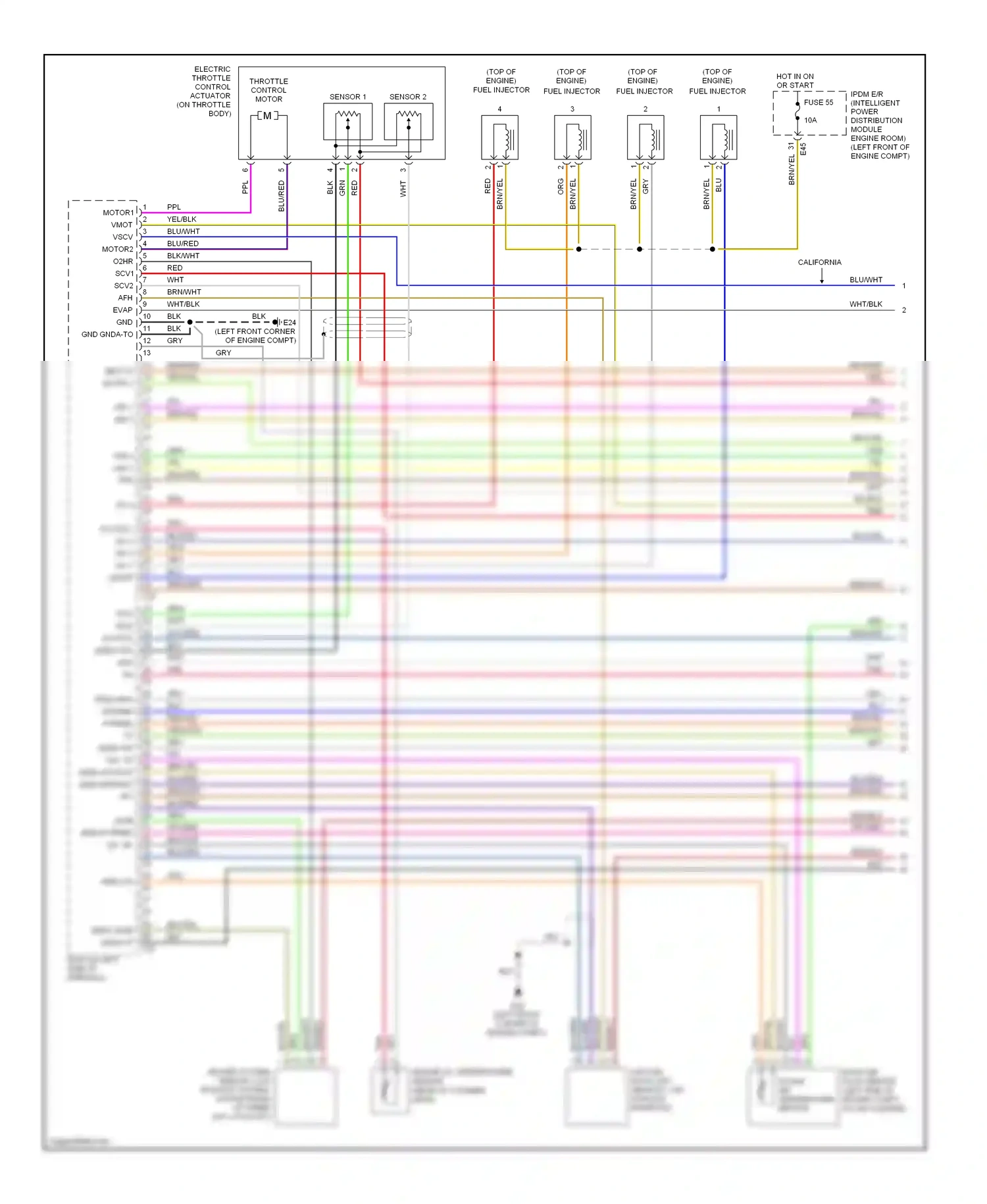 Wiring diagram sensor 1 for Nissan Sentra B16 facelift (2009-2012) (2 of 5)