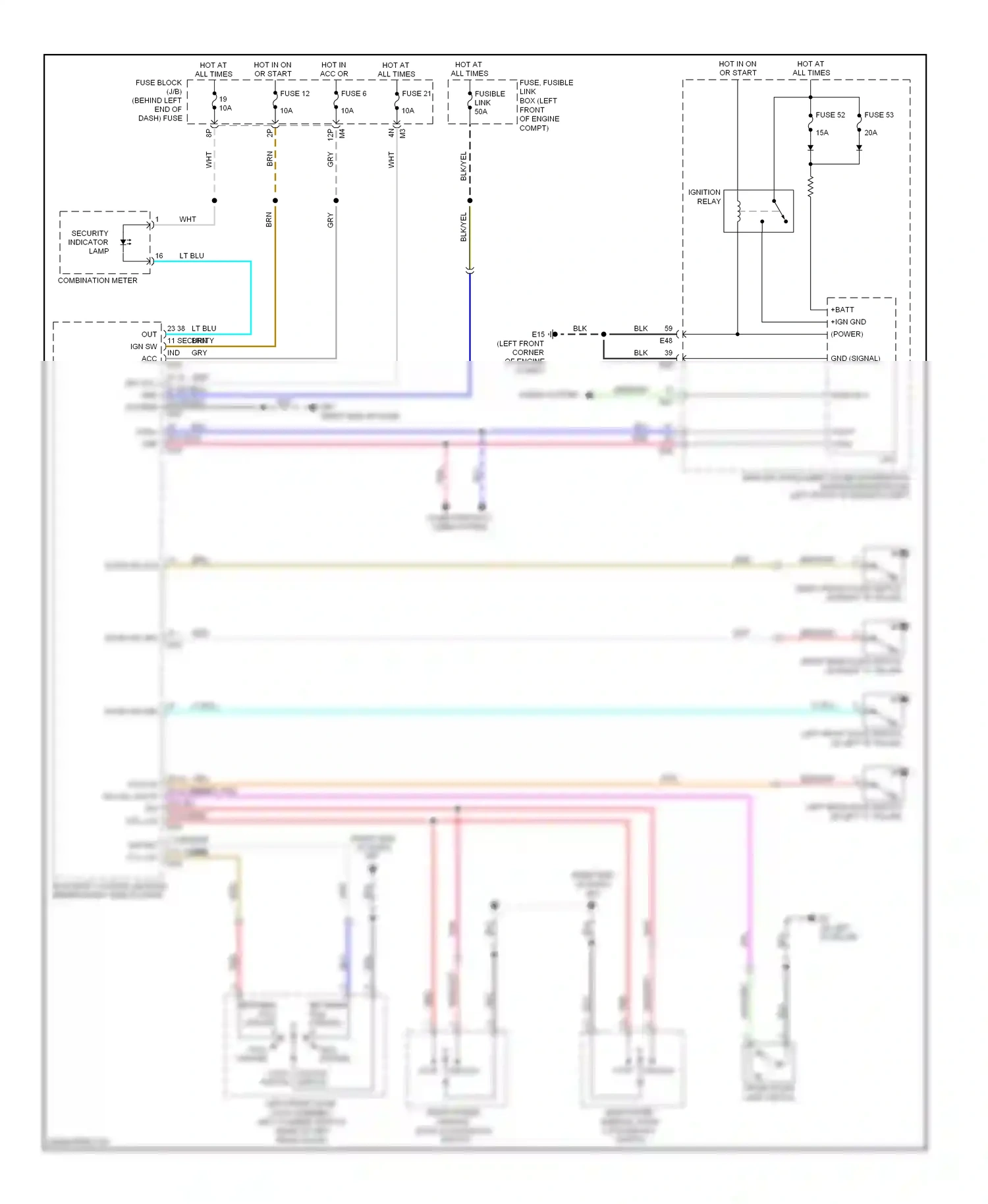 Wiring diagram unlock switch lock switch for Nissan Sentra B16 facelift (2009-2012) (2 of 2)