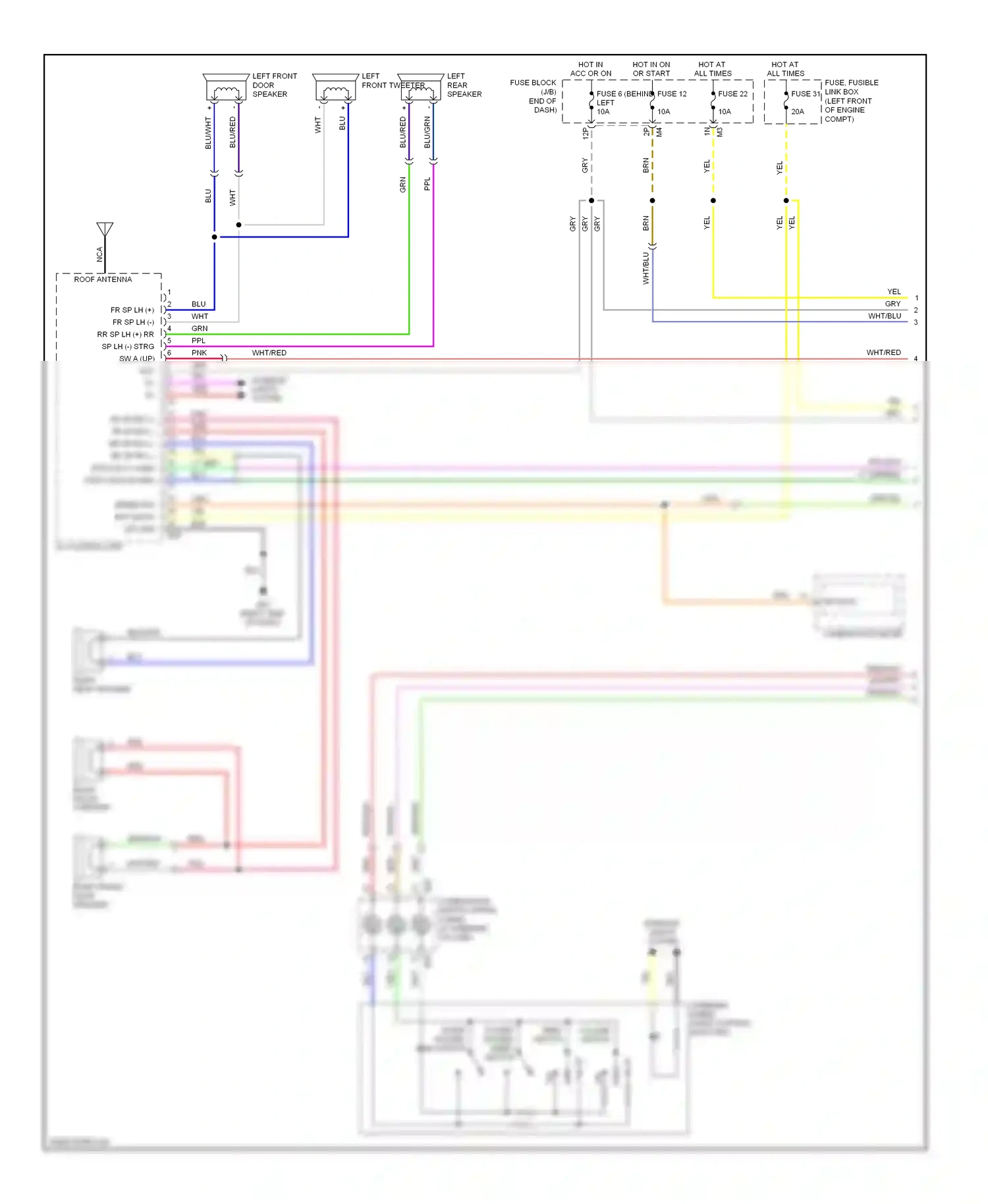 Wiring diagram volume switch seek switch for Nissan Sentra B16 facelift (2009-2012) (2 of 2)