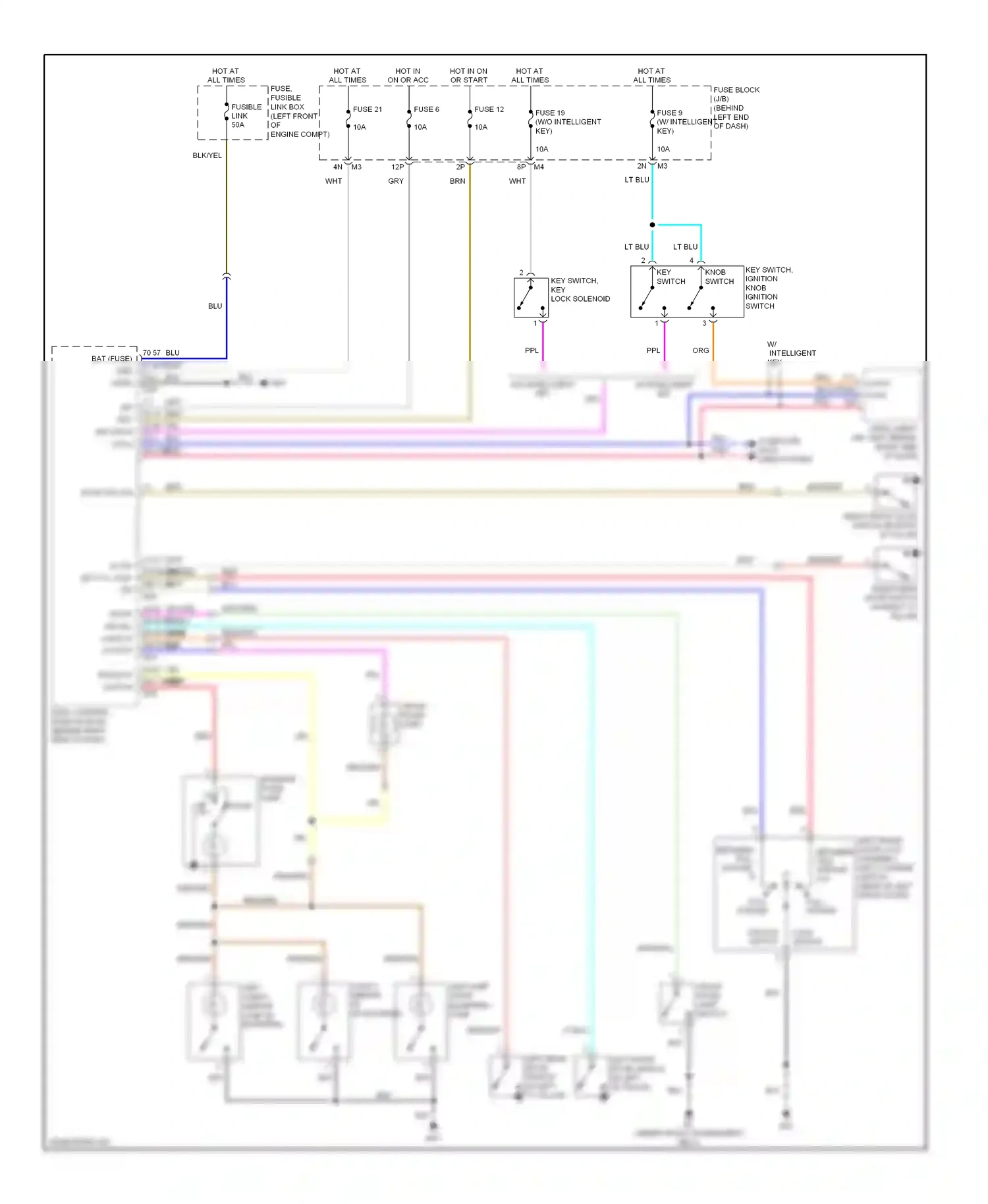 Wiring diagram key switch for Nissan Sentra B16 (2006-2009) (1 of 3)